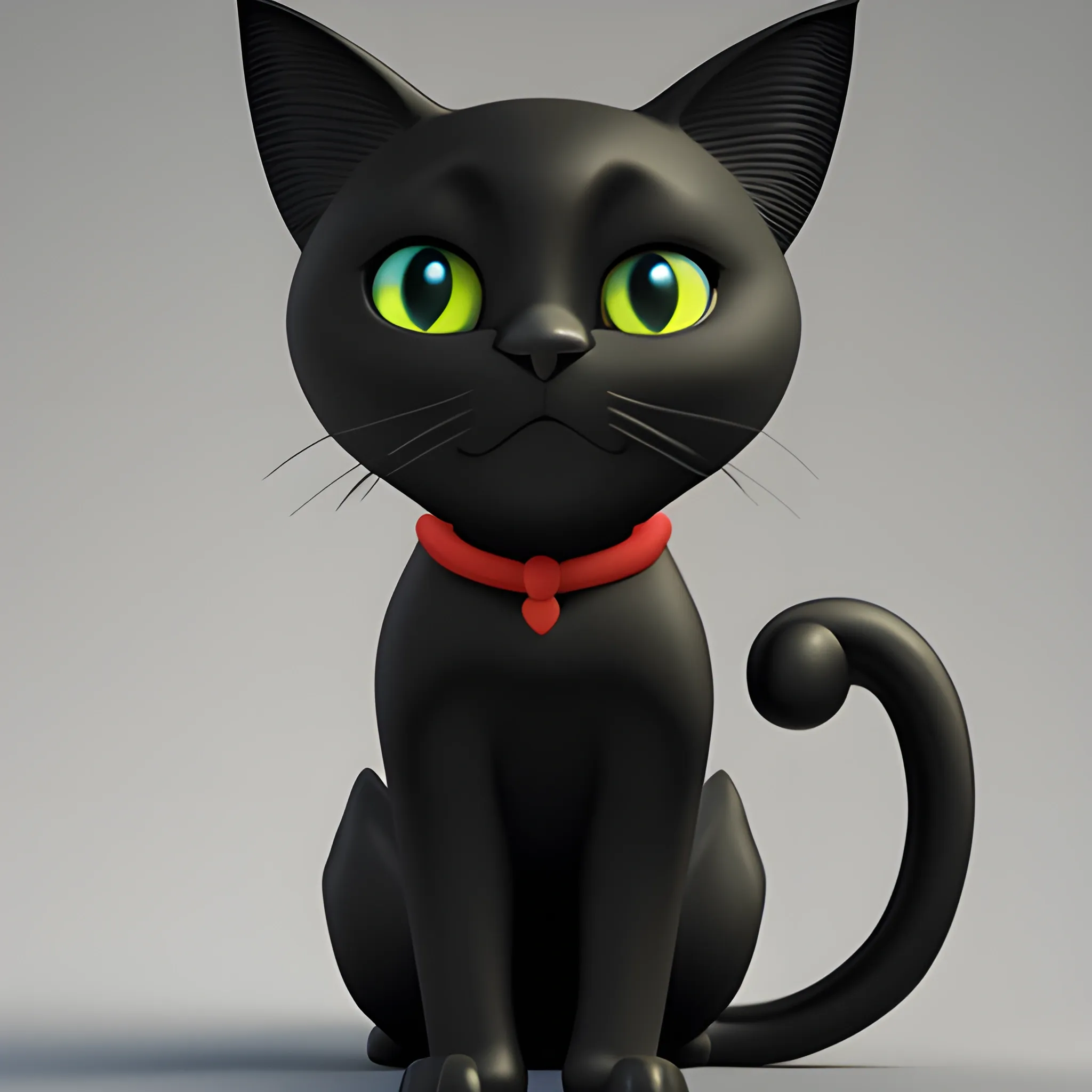 a pixar inspired 3d art of a black cat