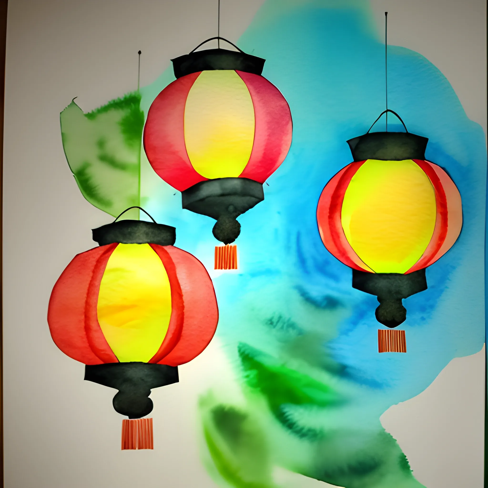 chinese paper lanterns
, Water Color, 3D