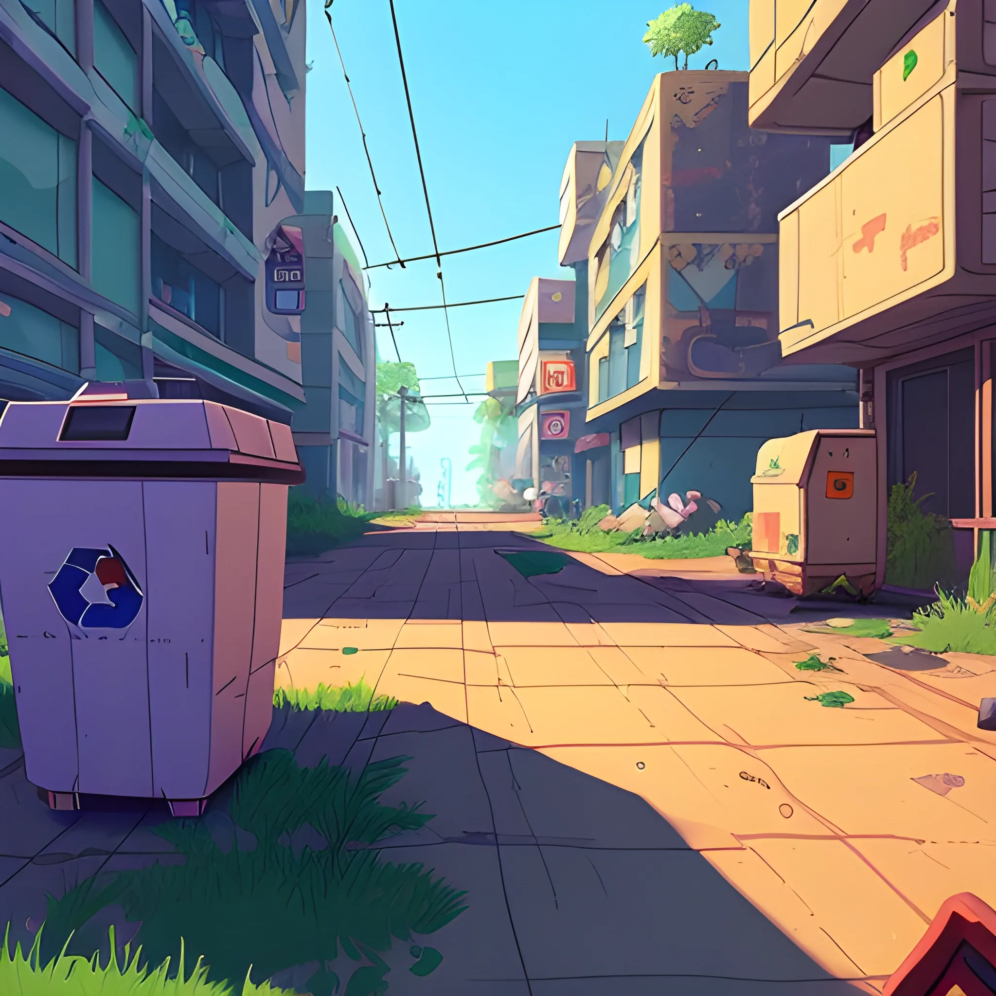 The gameplay of a videogame, 1980's vibes, 2d, environmental care game, in a city, trash in some places
