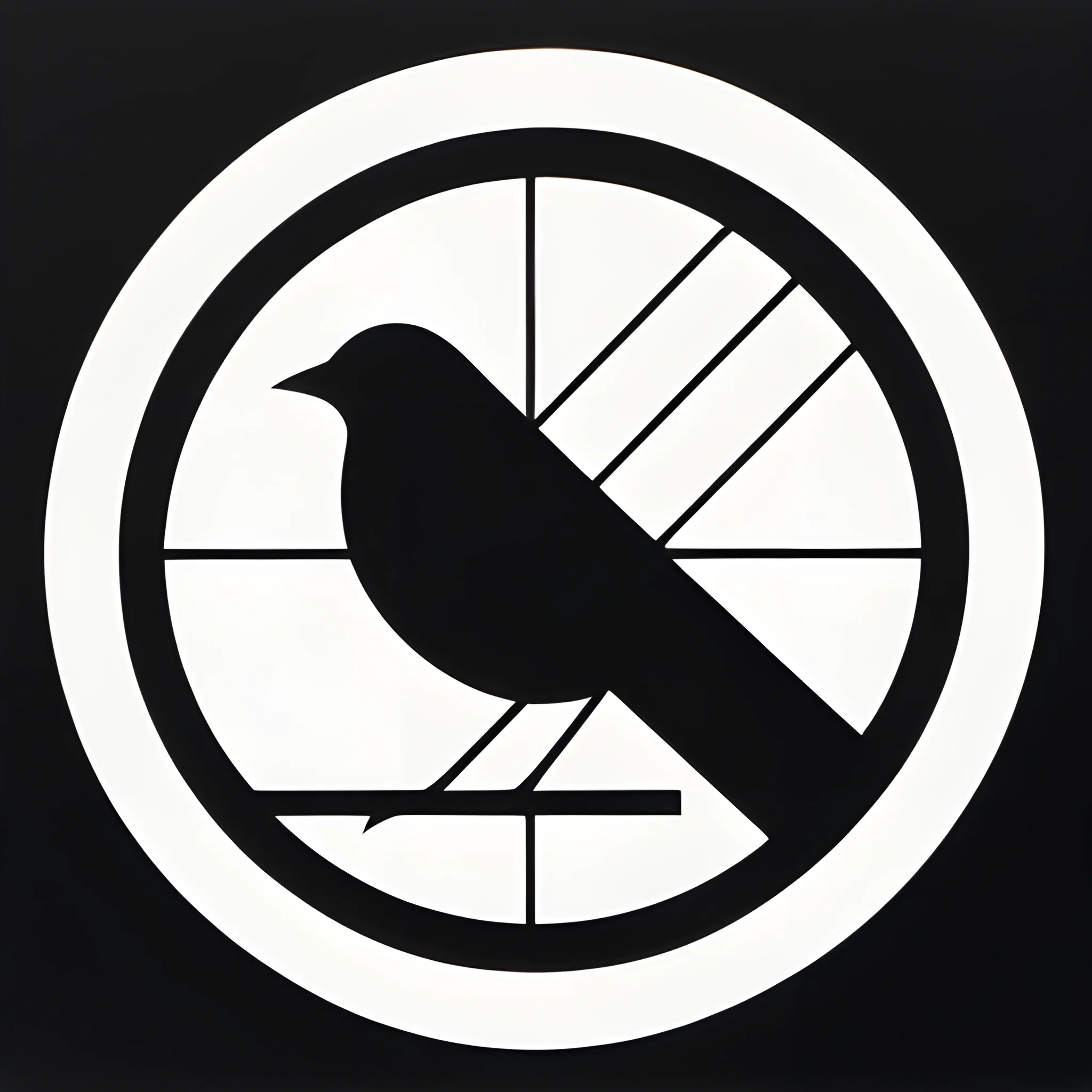 geometric bird symbol by karl gerstner, black and white, 8 k scan, negative space, clever, focused, hard line, satisfying, award winning 