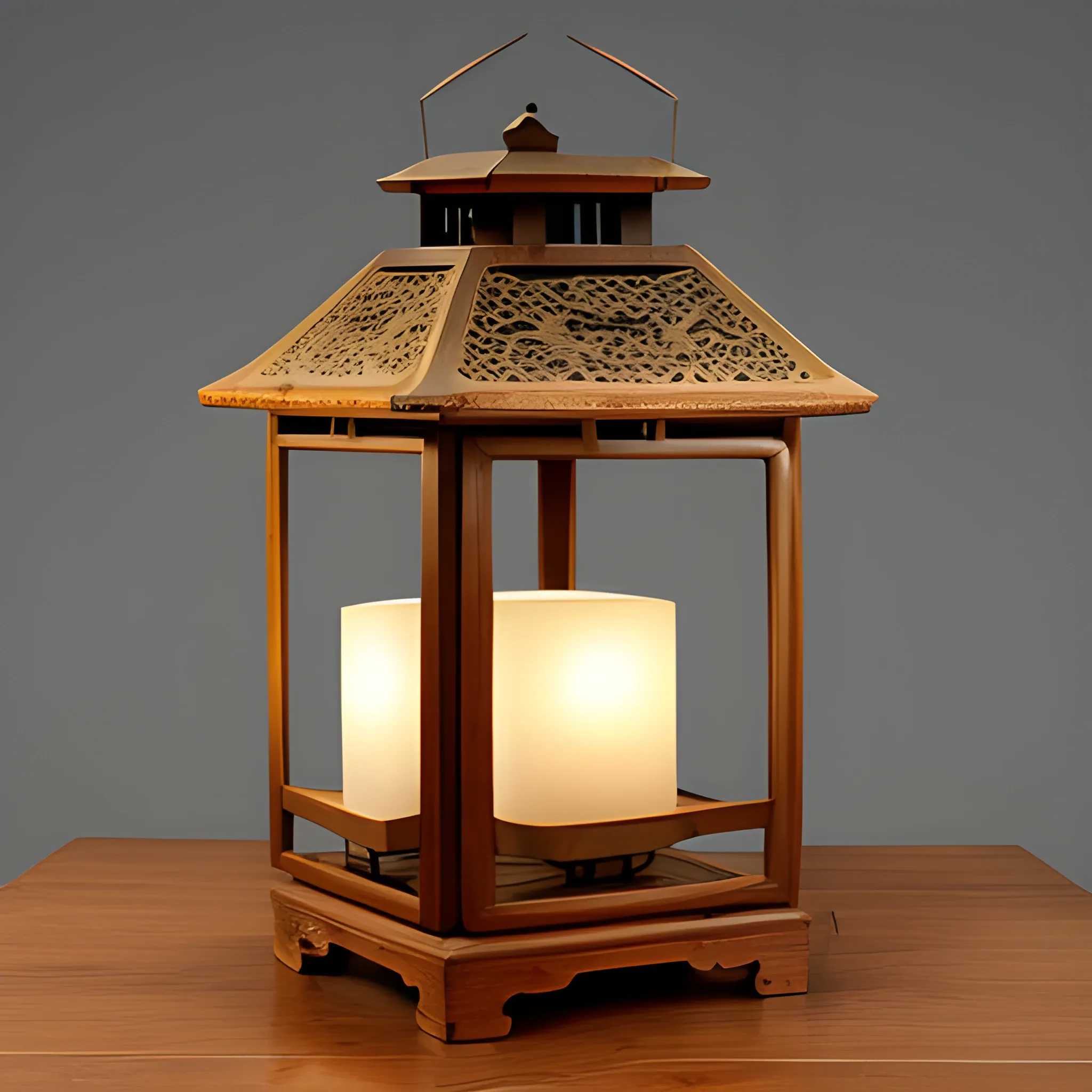 antique chinese wooden lantern