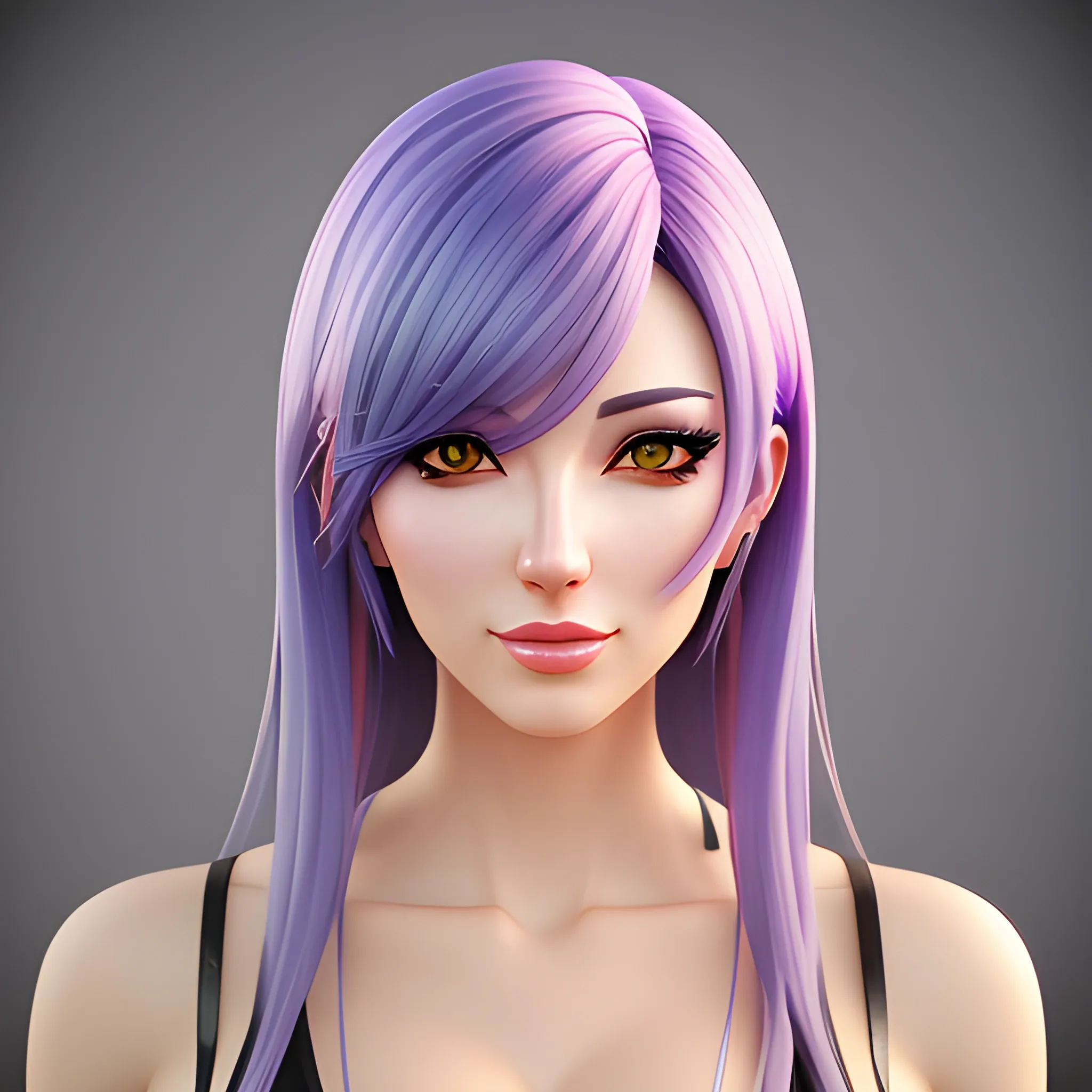 A young online freelancing girl, colorful anime decoration, hyper-realistic portrait style, 3D rendered, 