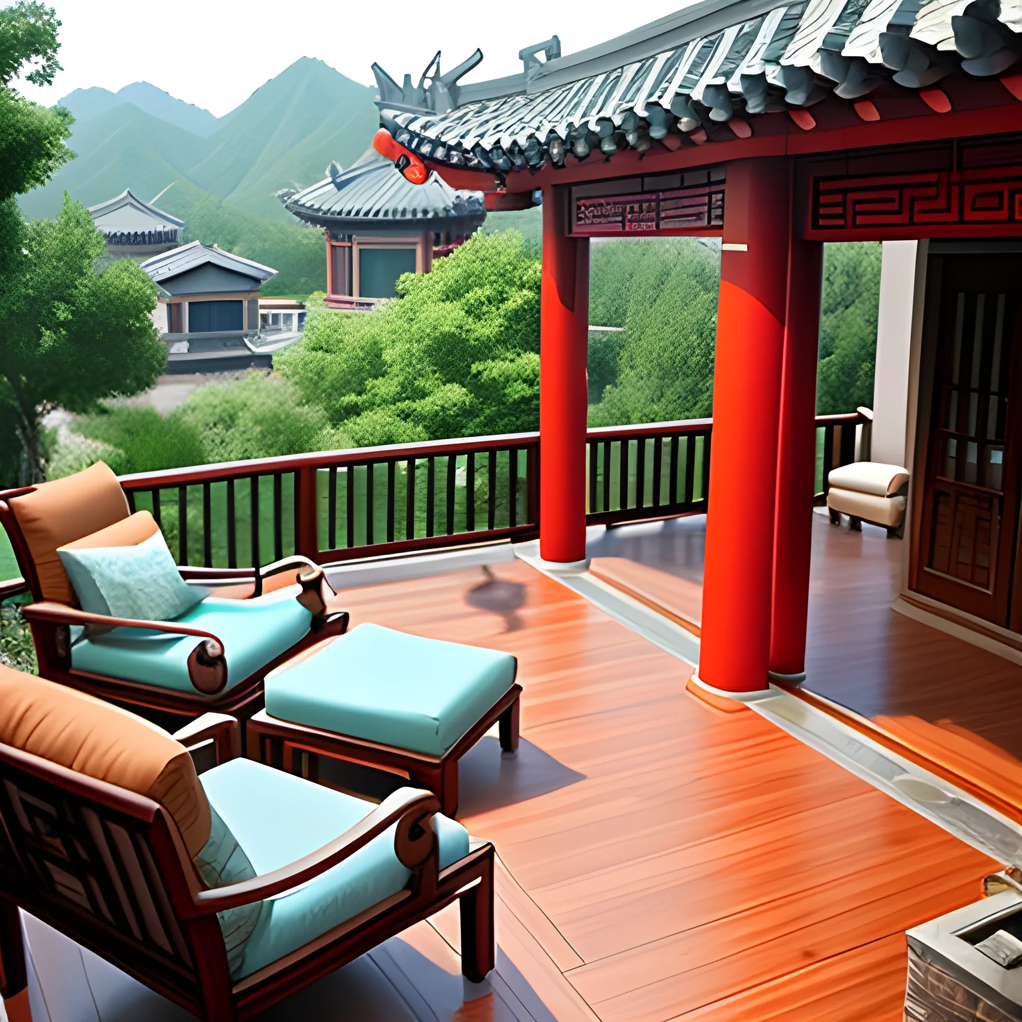 chinese patio deck
with view