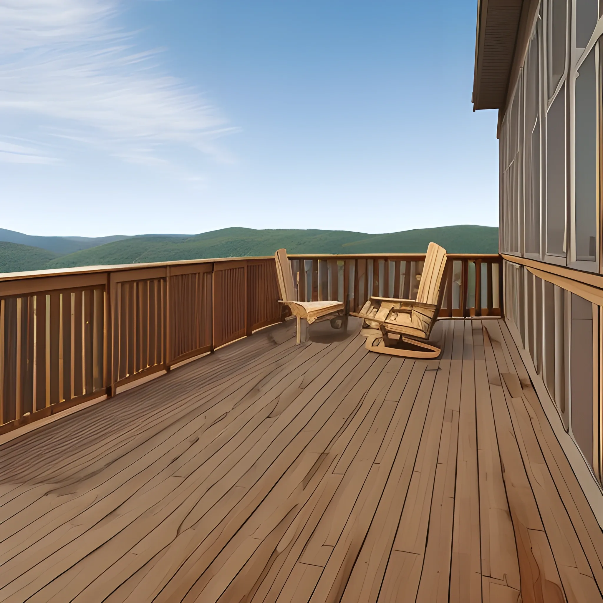 one perspective view from a wooden deck