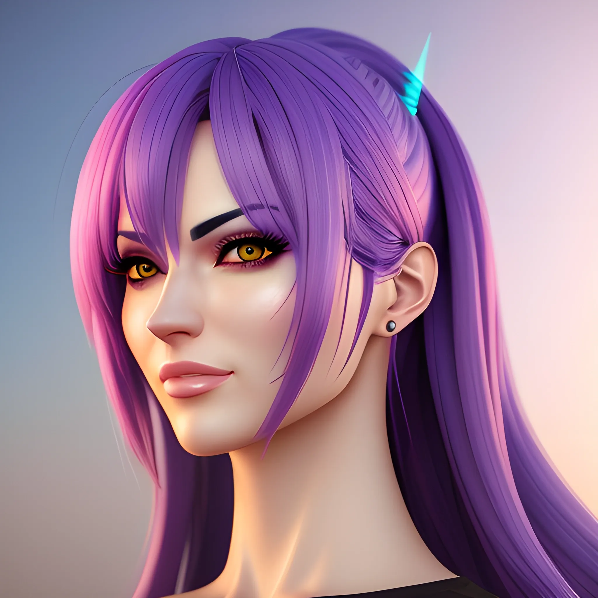 A young online freelancing girl, high resolution, realistic photography, colorful anime decoration, hyper-realistic portrait style, 3D rendered, 