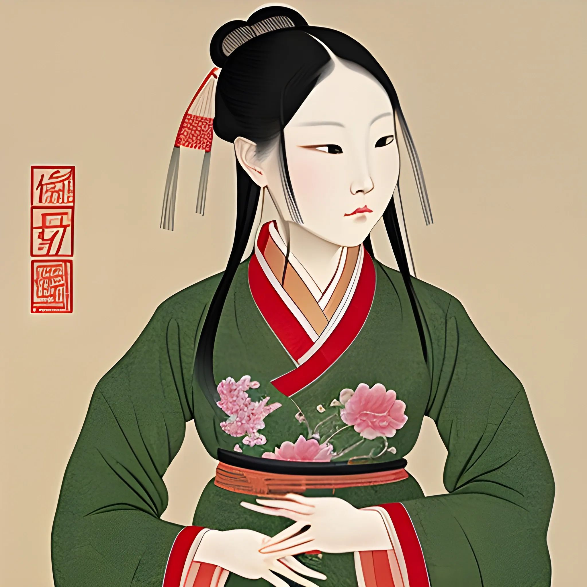 Pictures of ladies in ancient Chinese traditional painting style, elegant, master paintings