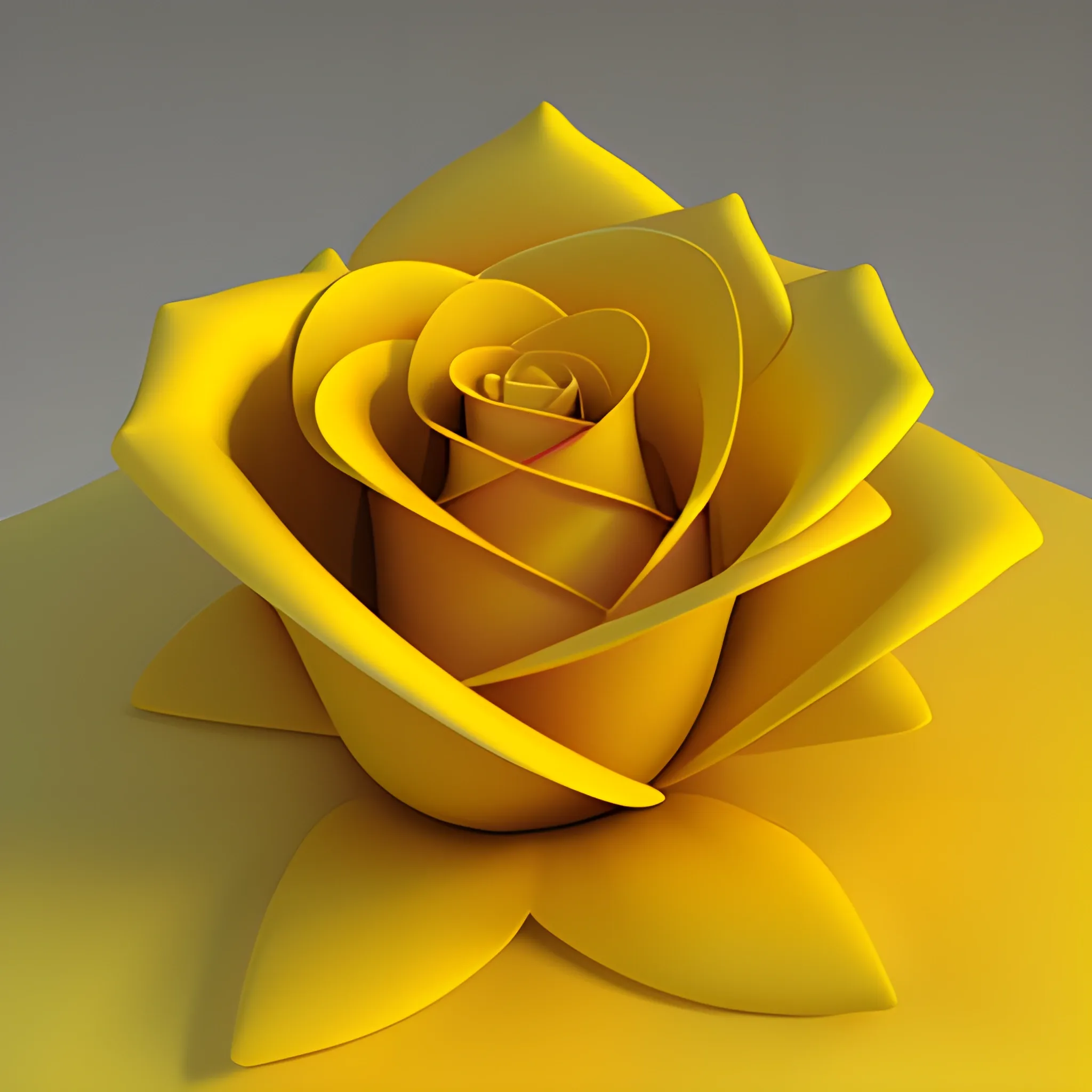 una rosa amarilla elegante, 3D