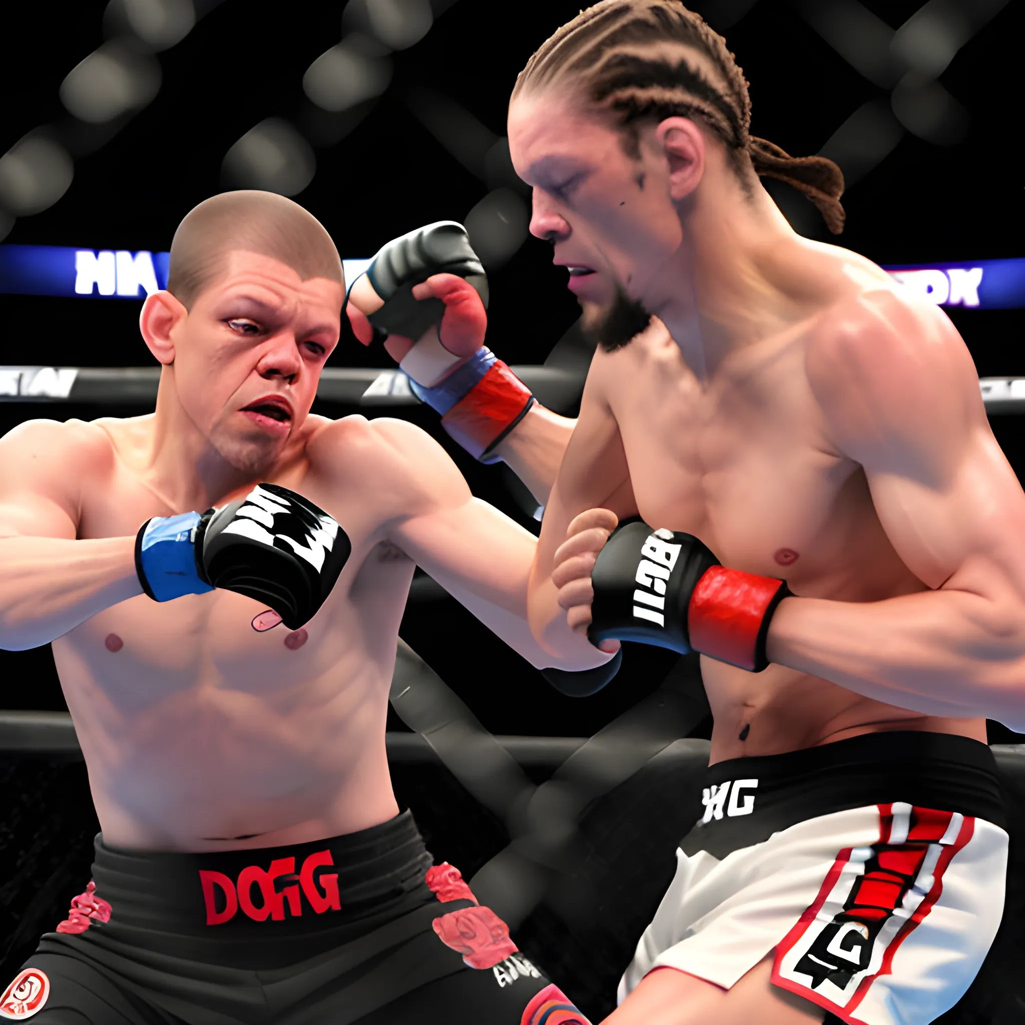 Nate Diaz fighting against Snoop Dogg