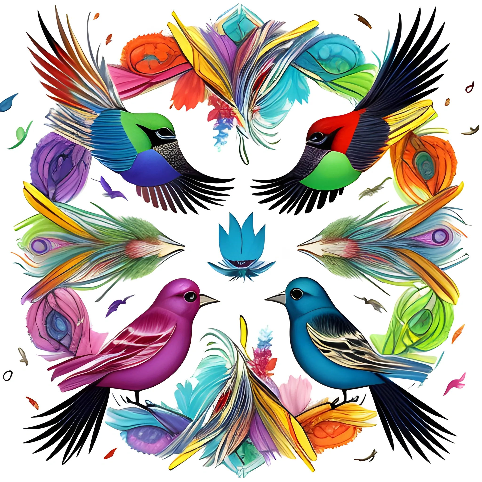 birds of many colors, the wind, scared, hidden, cry, flying, 