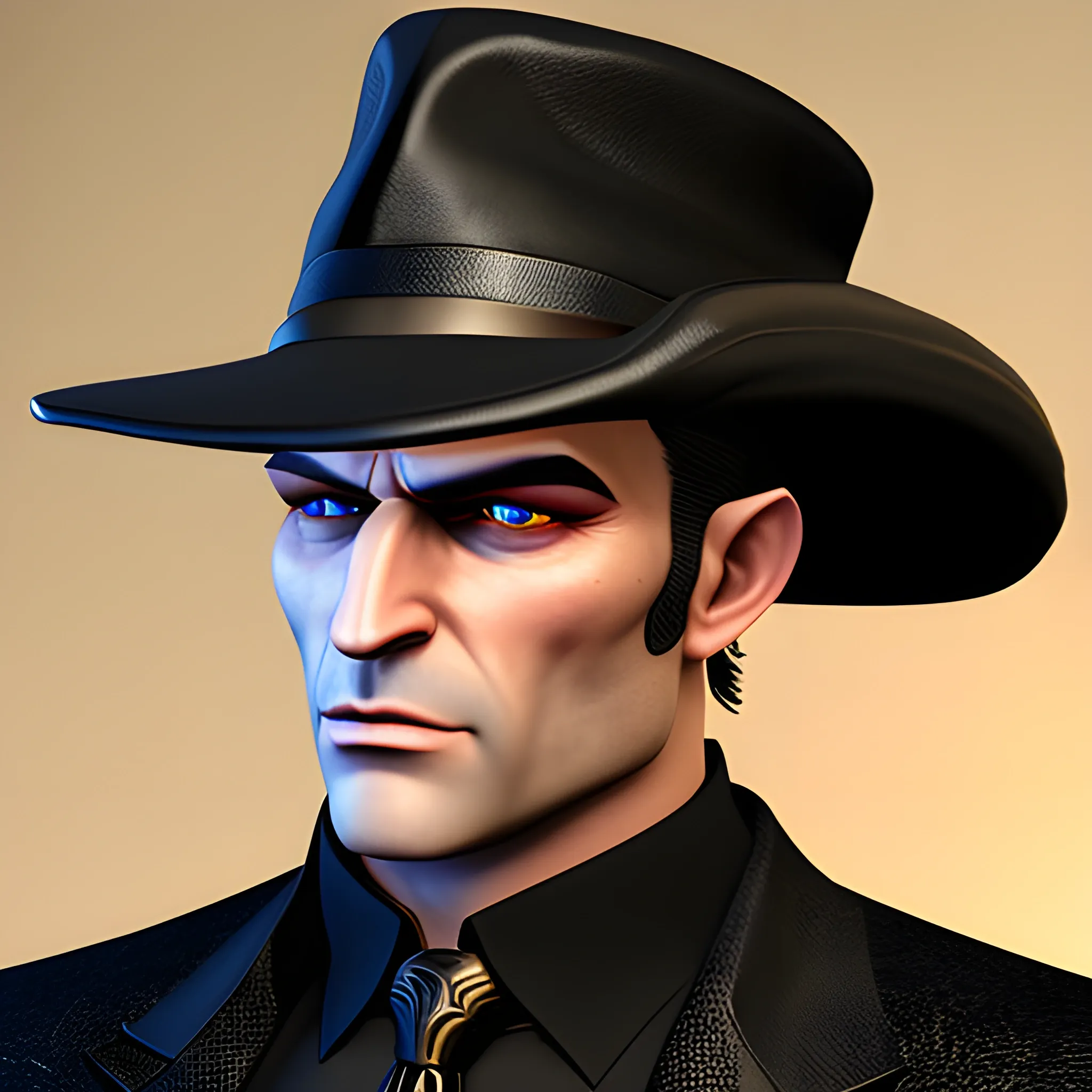 , 3D, Fantasy, Gangster, Mafia, teenager, tiefling, horns, suit, hat