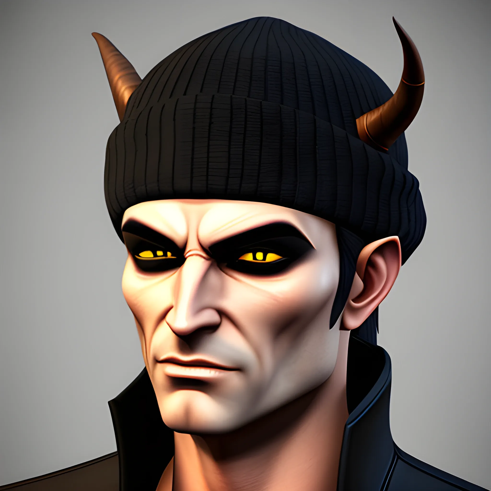 , 3D, Fantasy, Gangster, Mafia, teenager, tiefling, horns, suit, hat, pointed ears, beanie