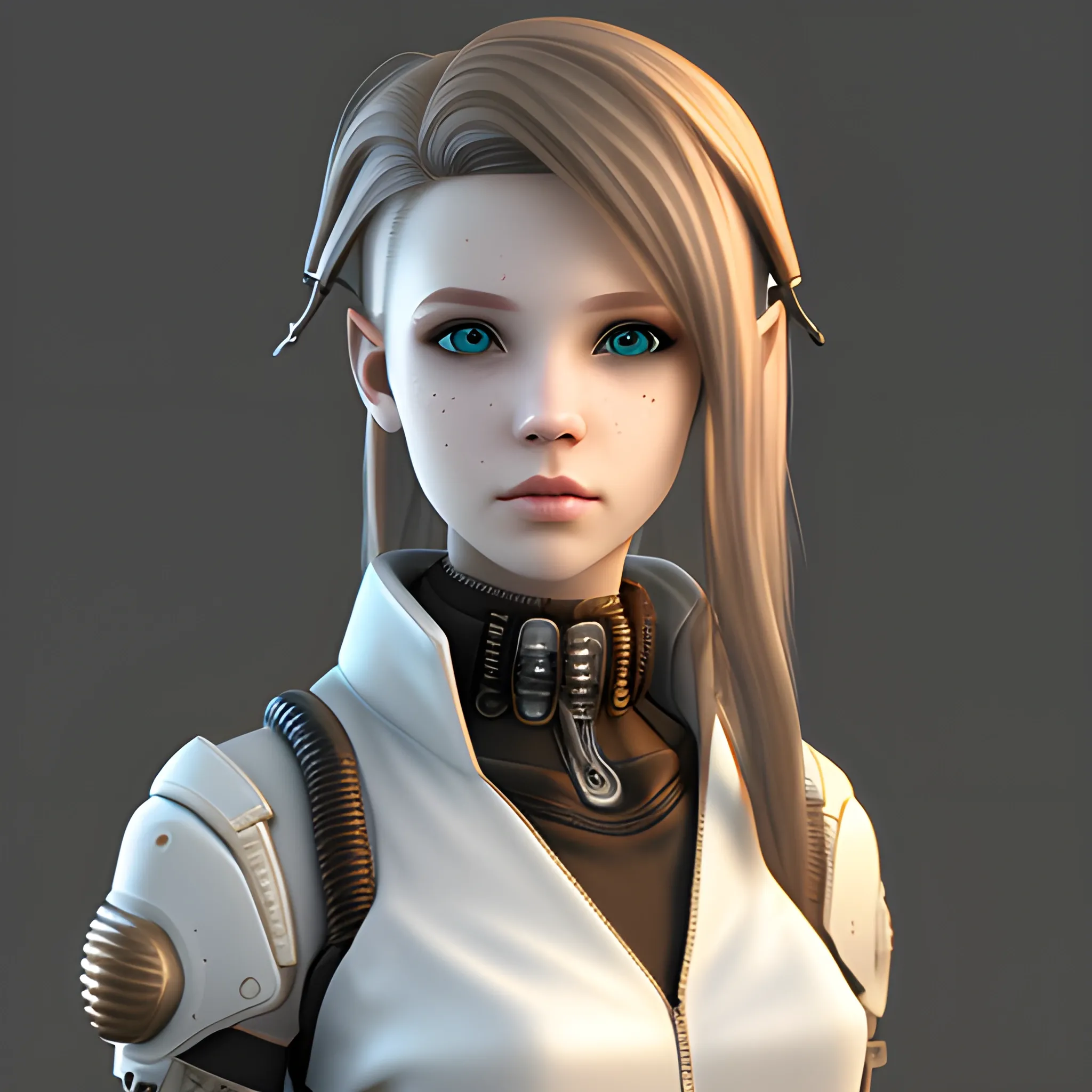 , 3D, Fantasy, cyberpunk, 18 year old, White, brown hair
