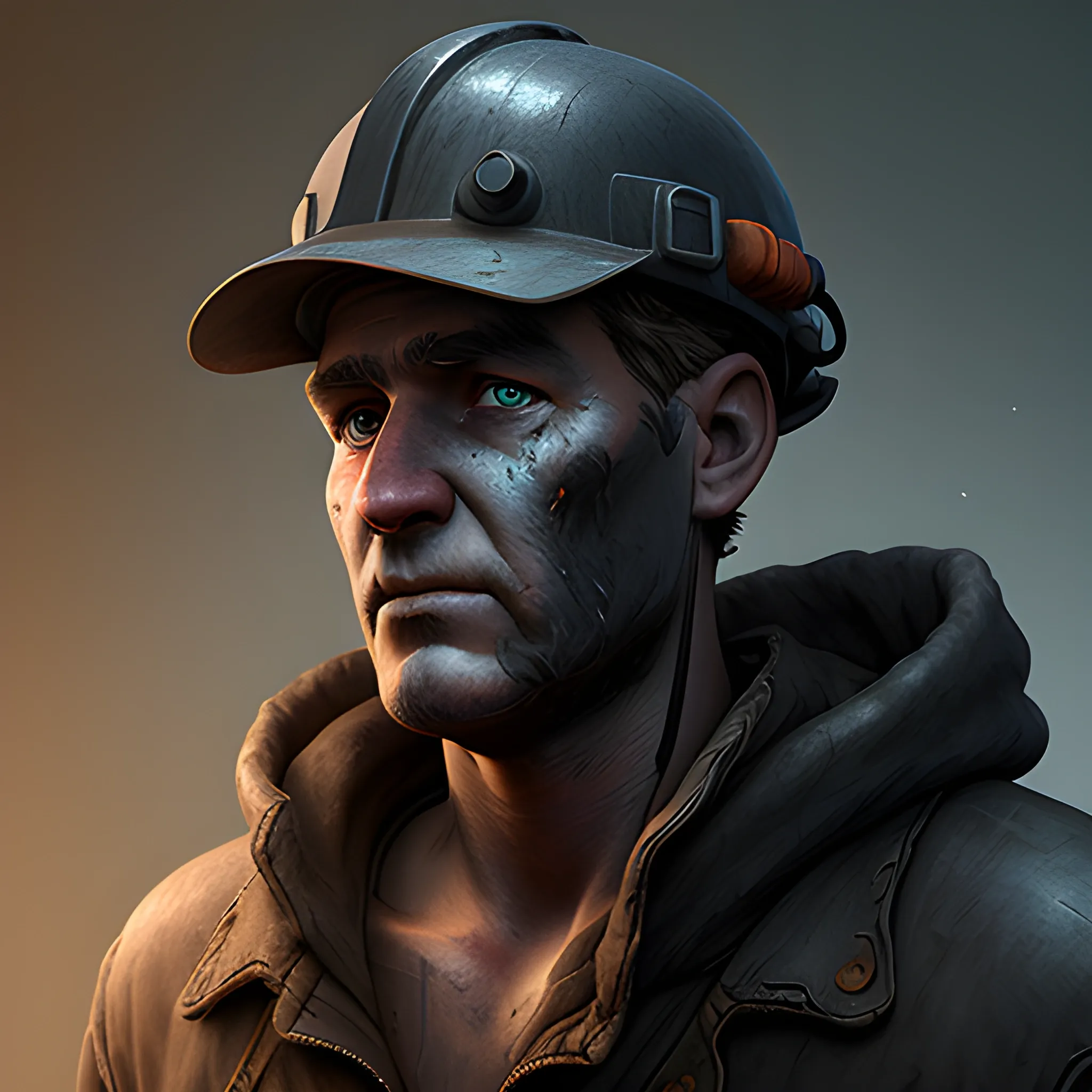 simple coal miner, HD, portrait, matte fantasy painting, deviantart artstation, pixar style, AI, digital, cyberpunk 