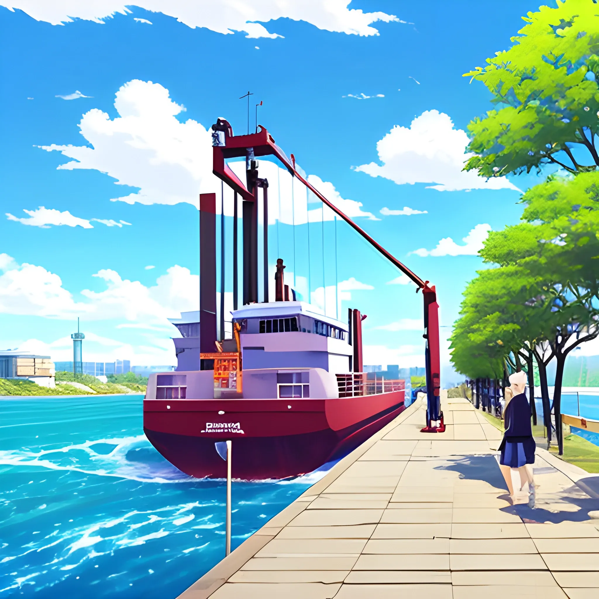 Shiplift on sunny day, anime