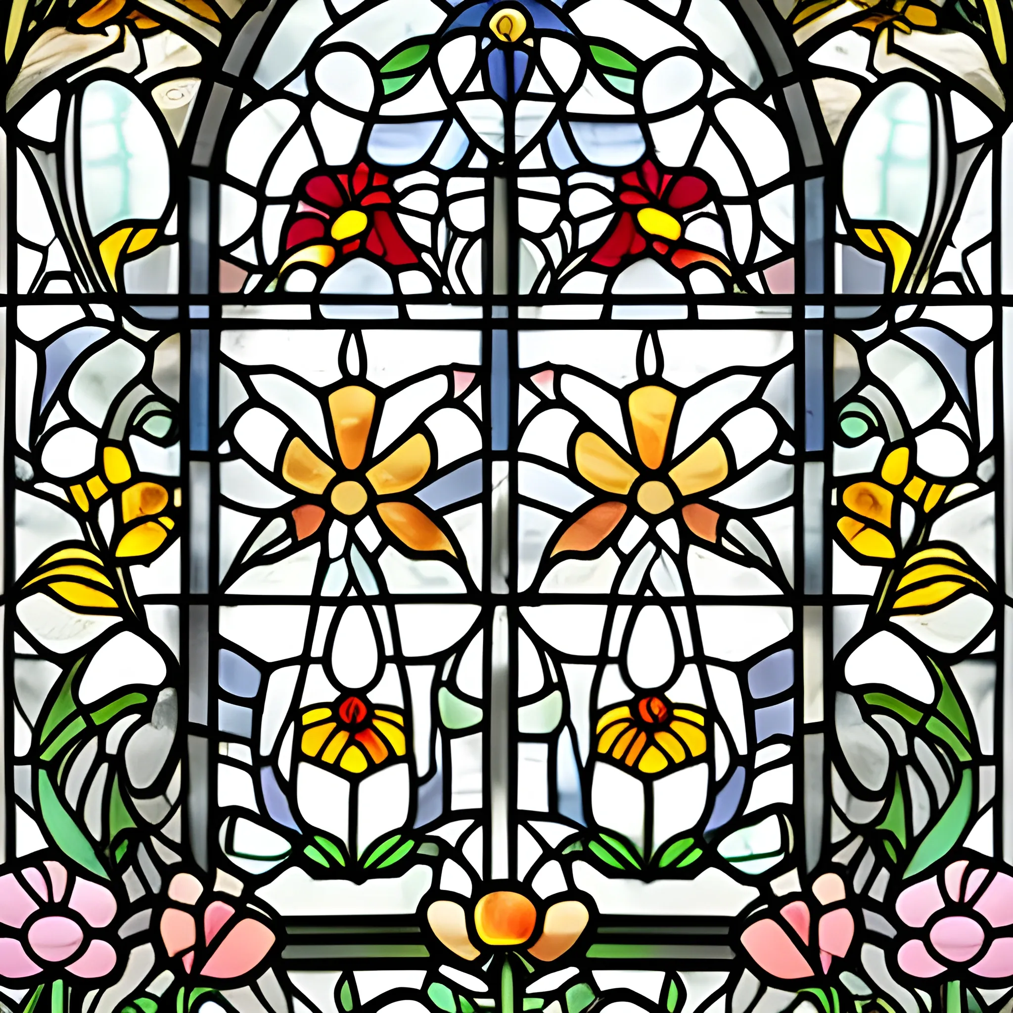 broken church window flowers pattern Cartoon