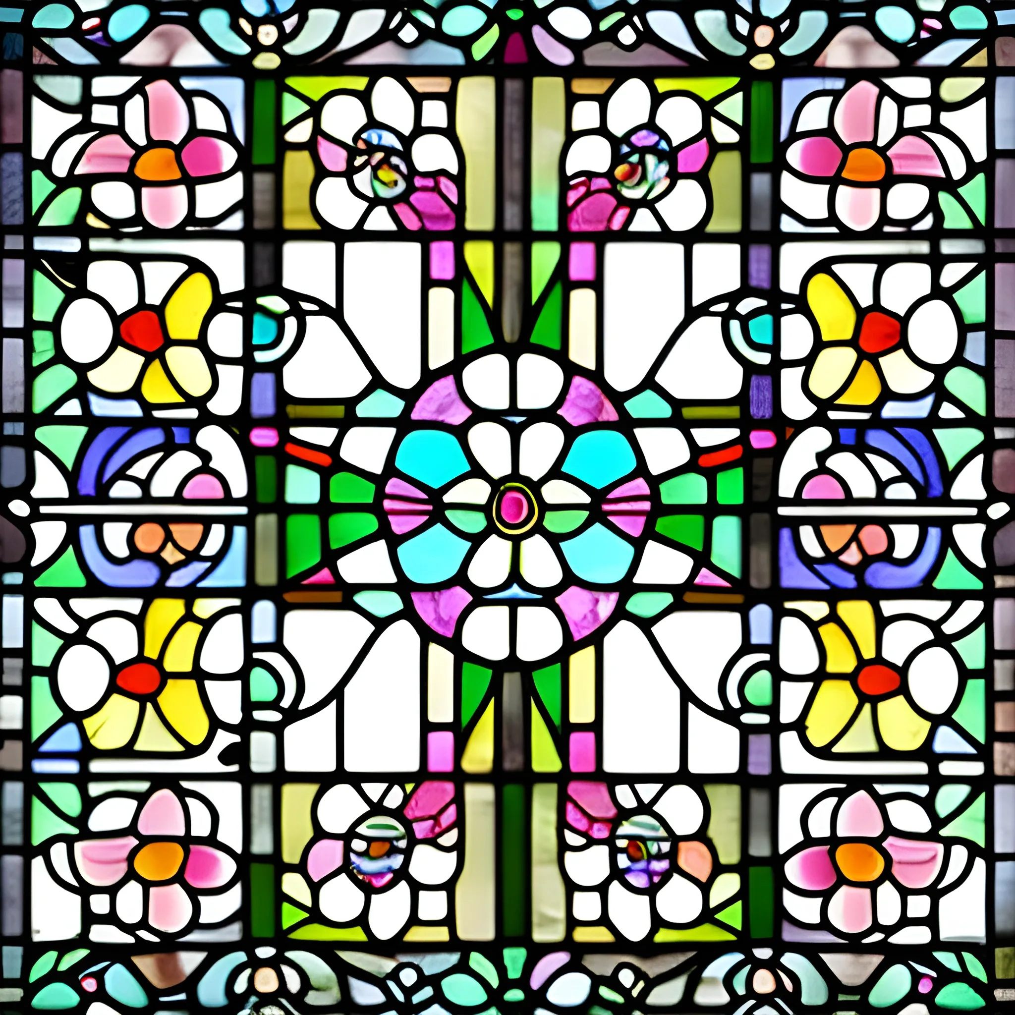 broken church window flowers pattern Cartoon