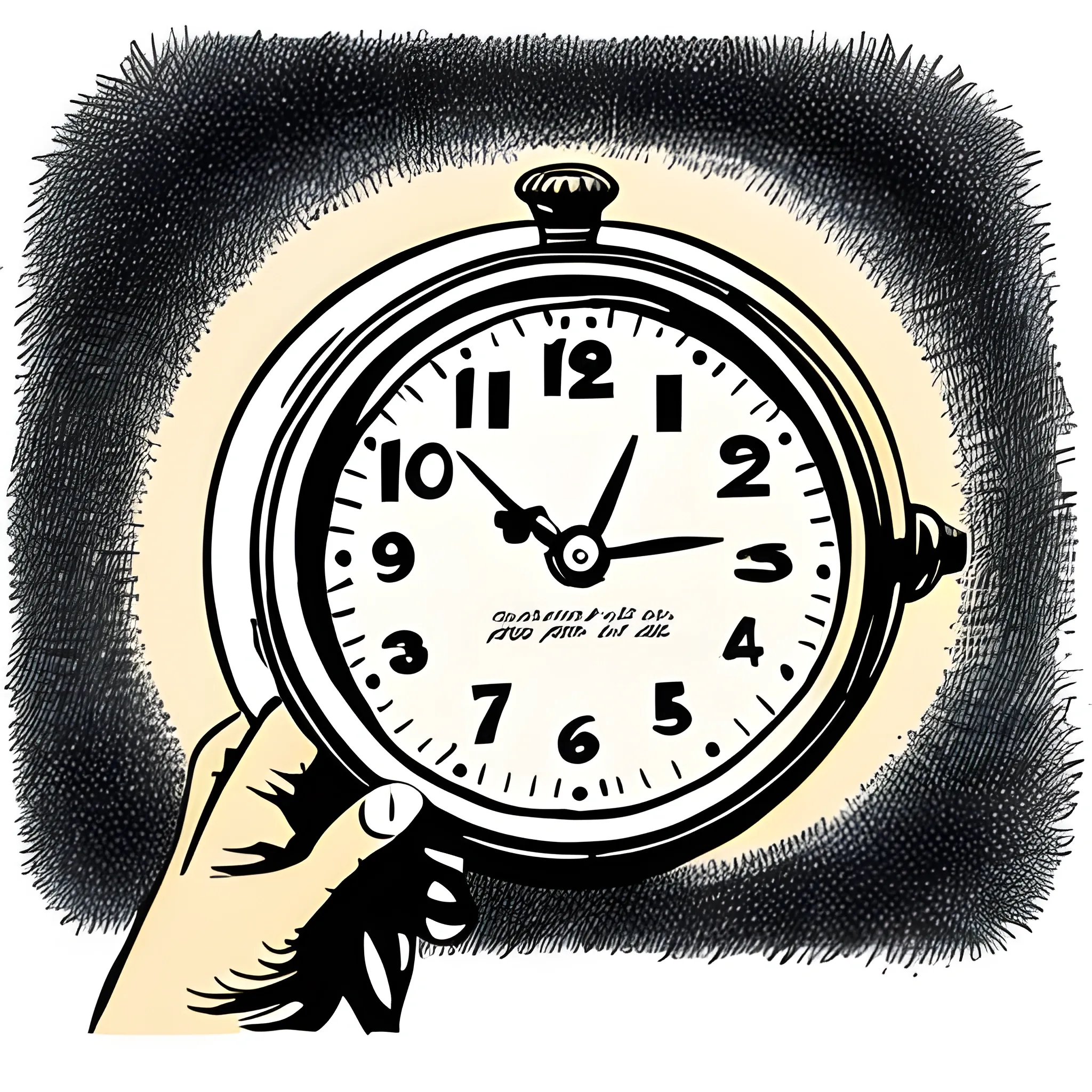 old pocket clock in a hand , Cartoon