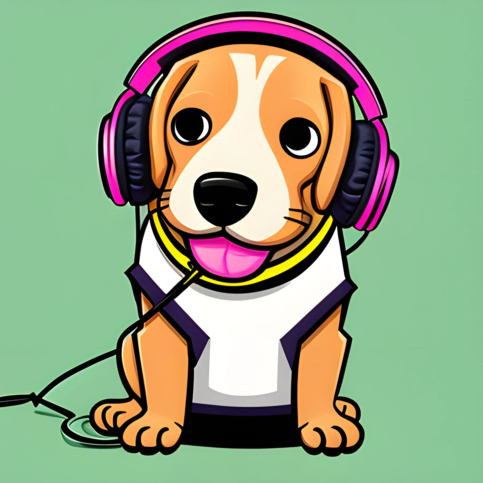 dog with headphones, Cartoon