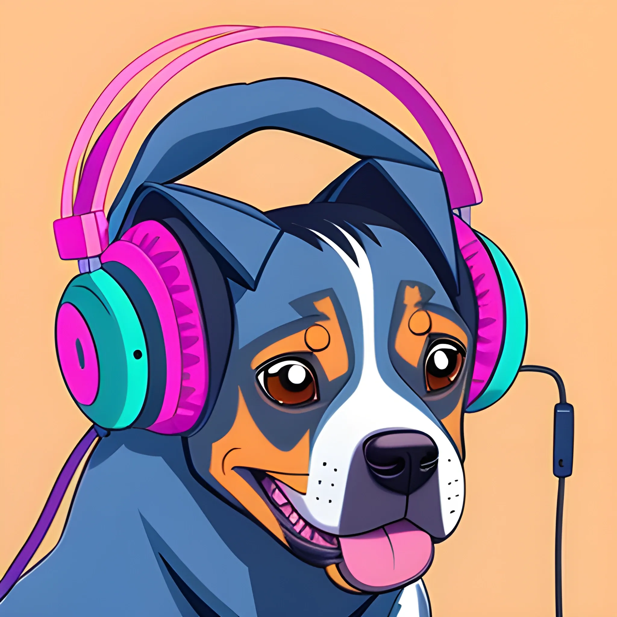 dog with headphones, Cartoon