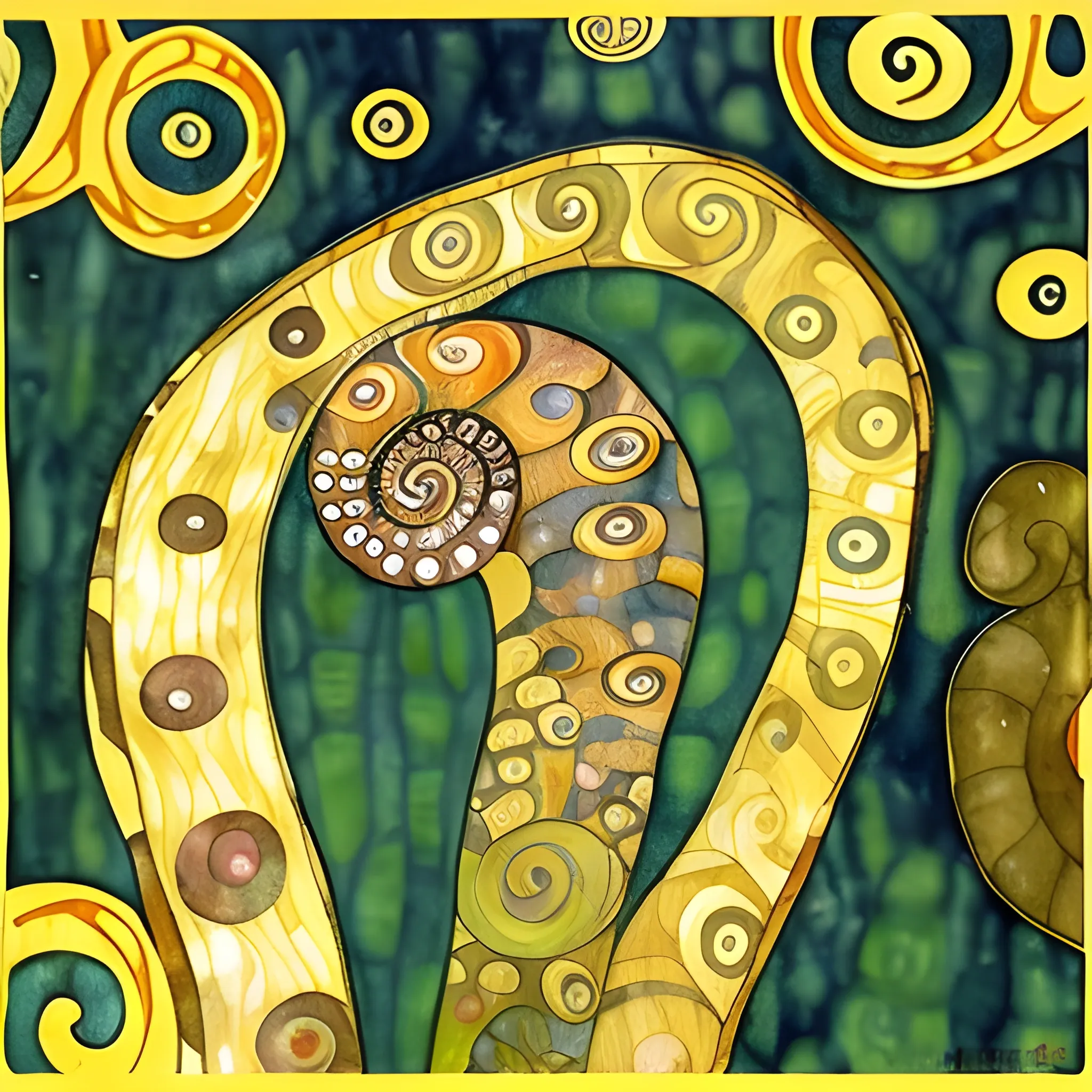 snail, Water Color, gustav klimt, art nouveau