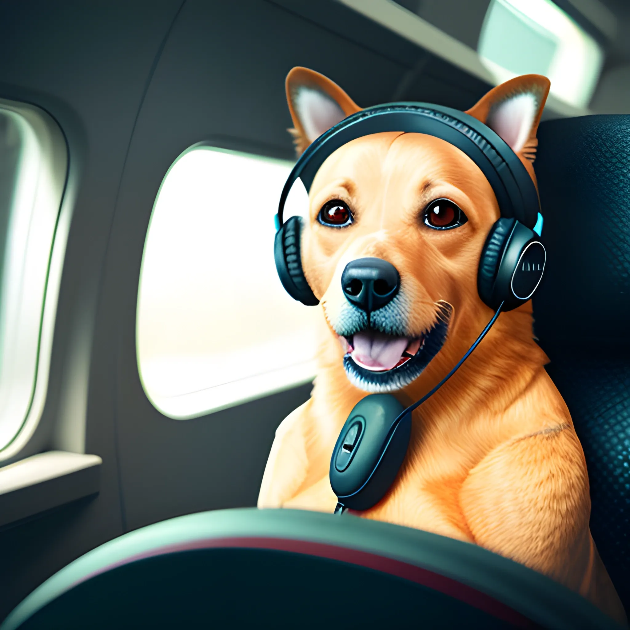 dog with headphones, midjourney