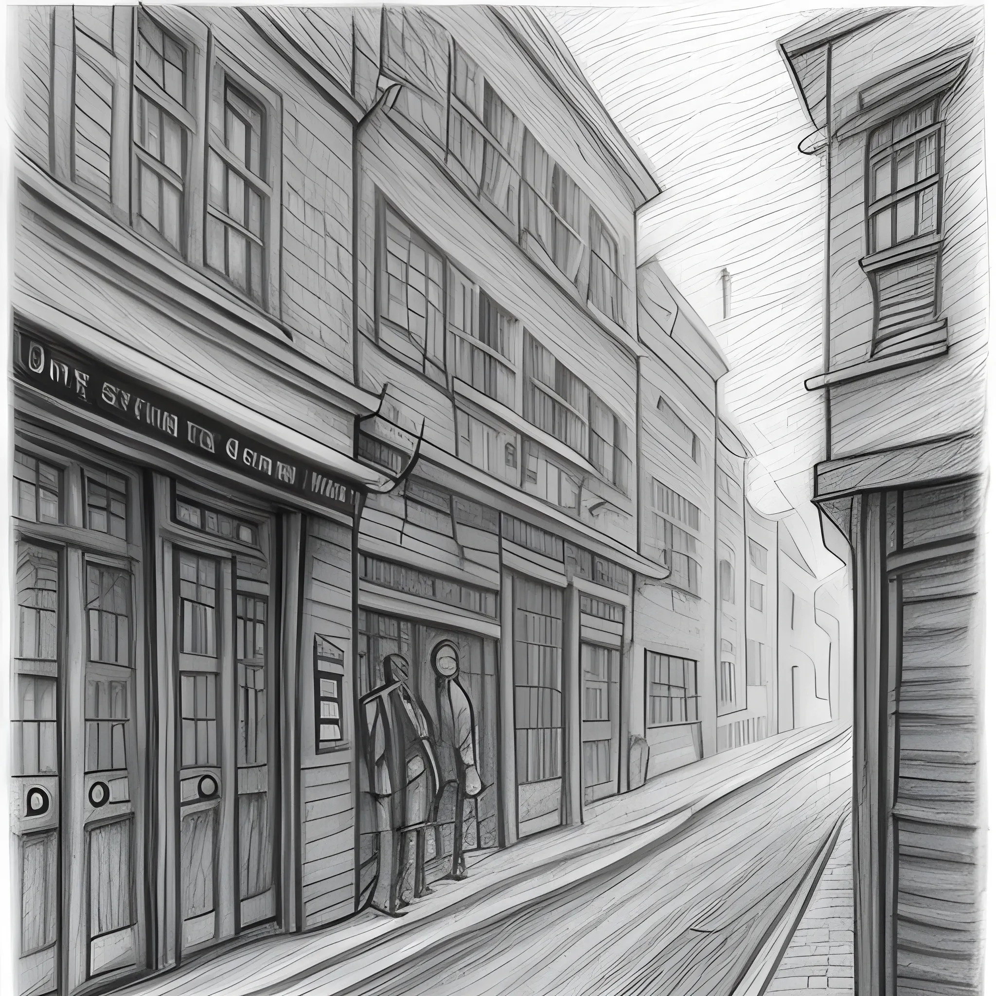 Blind 
Street, Pencil Sketch, Cartoon