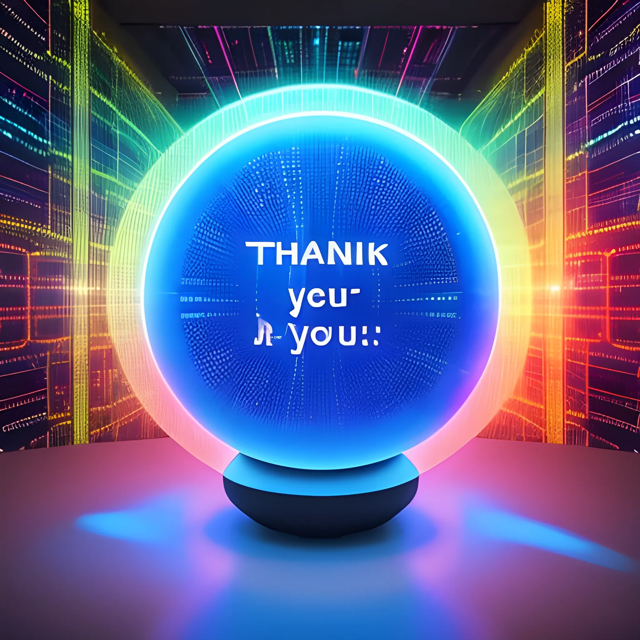 Thank you message in Spanish, in a holographic environment proje ...