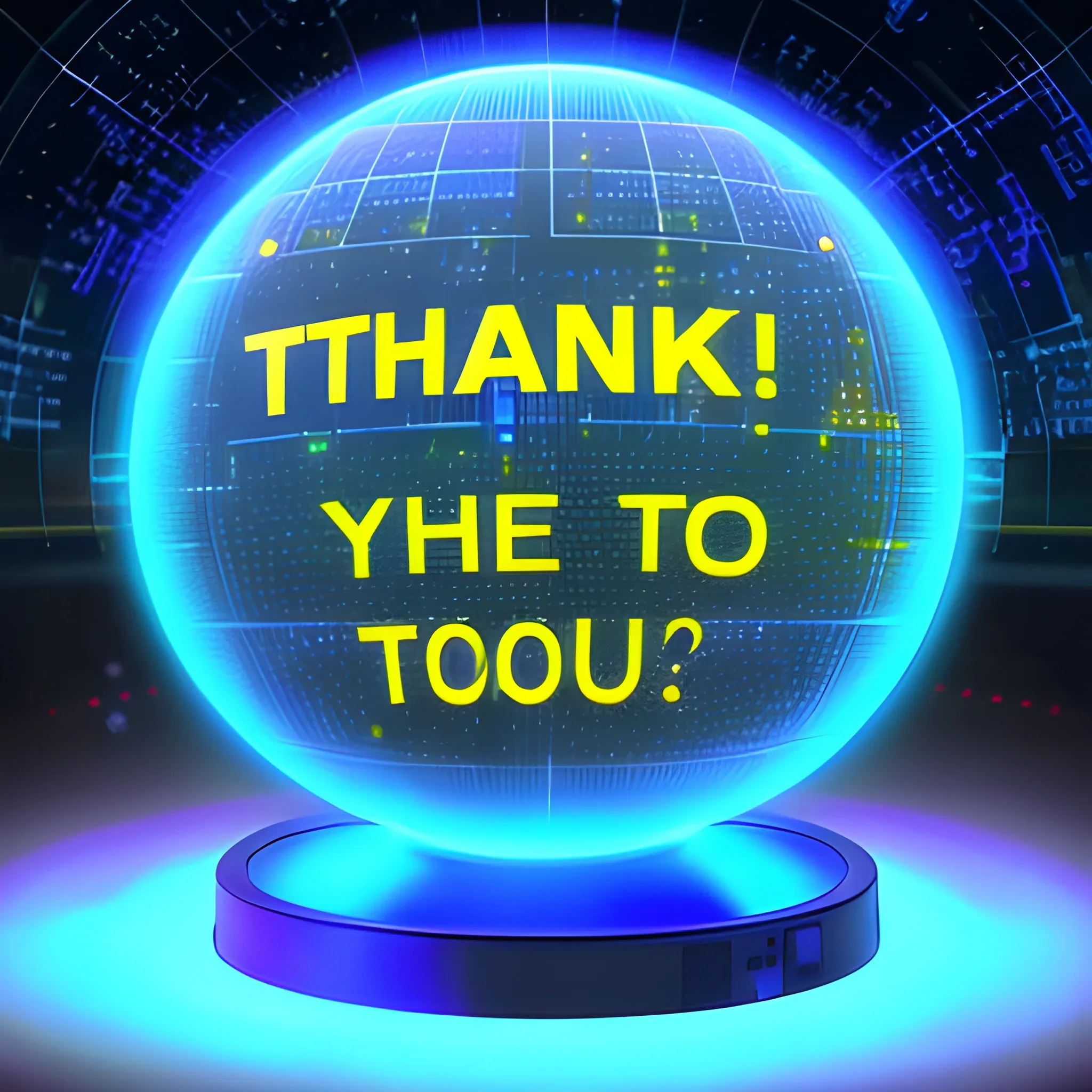 Thank you message in Spanish, in a holographic environment proje ...