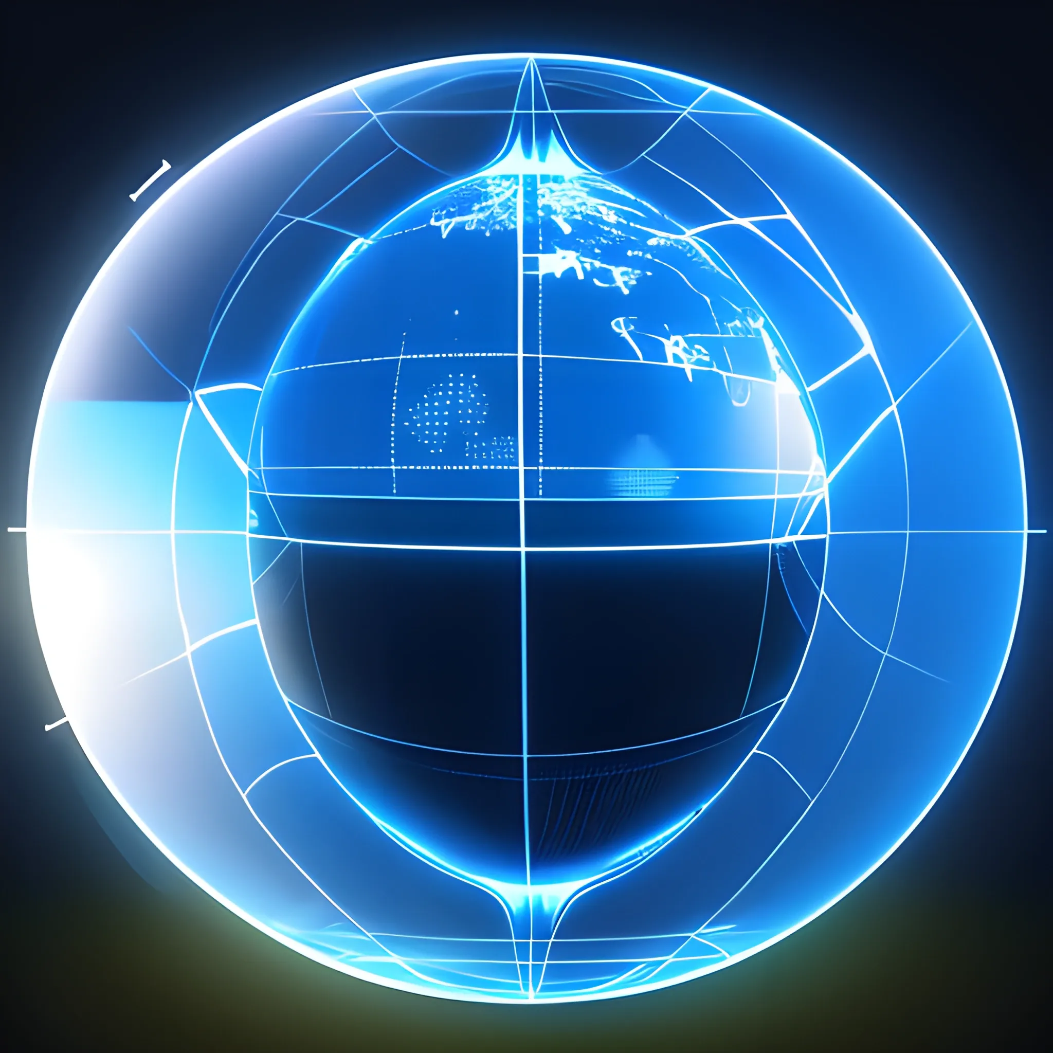 environment projected on a sphere, in a server environment, with blue monitor lighting