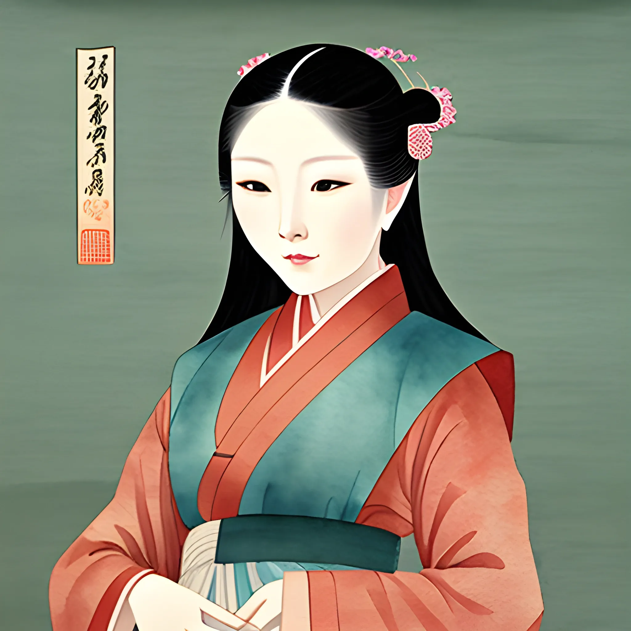 Pictures of ladies in ancient Chinese traditional painting style, elegant, master paintings, Water Color