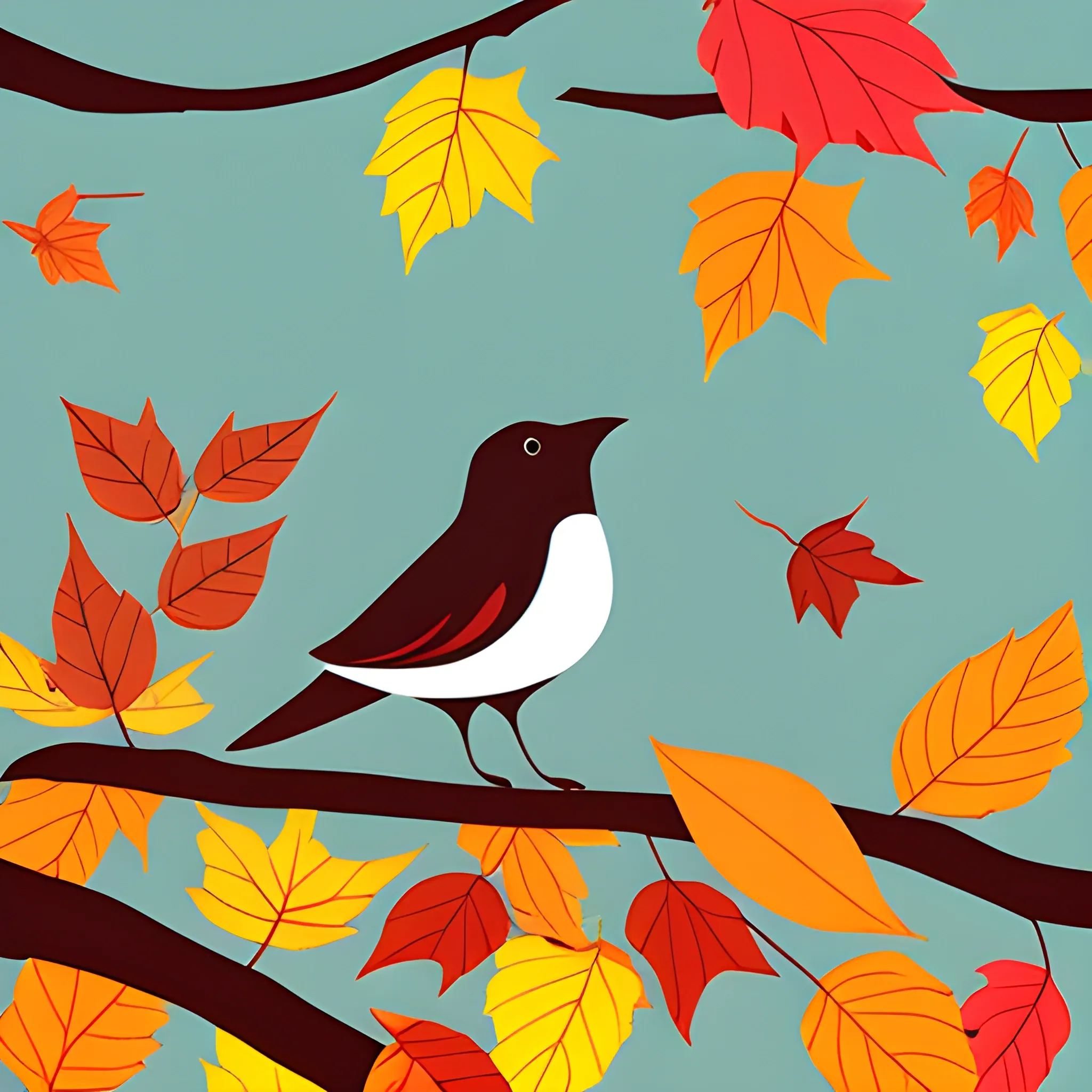 bird watching the autumn illustration minimalist
