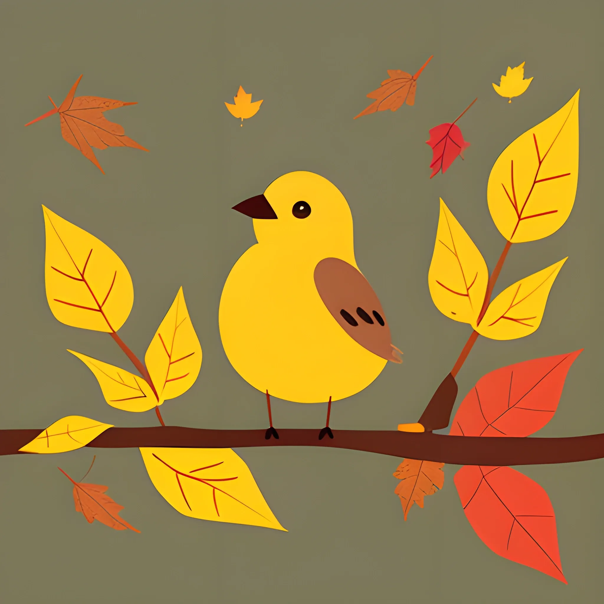 bird watching the autumn illustration minimalist
