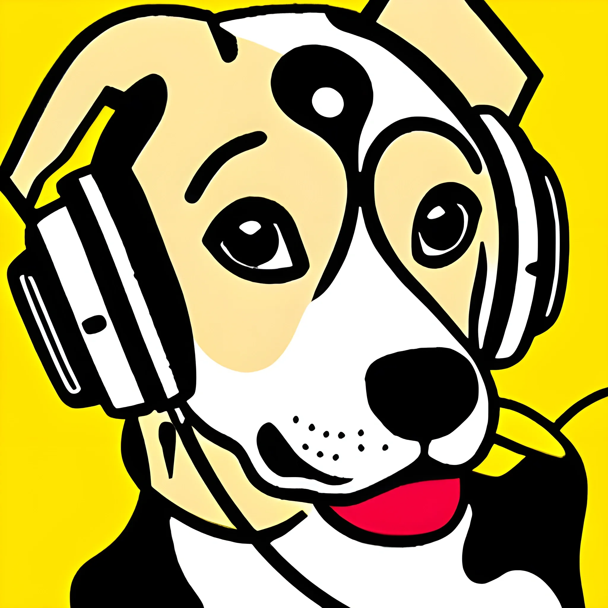 Dog with headphones, by Roy Lichtenstein