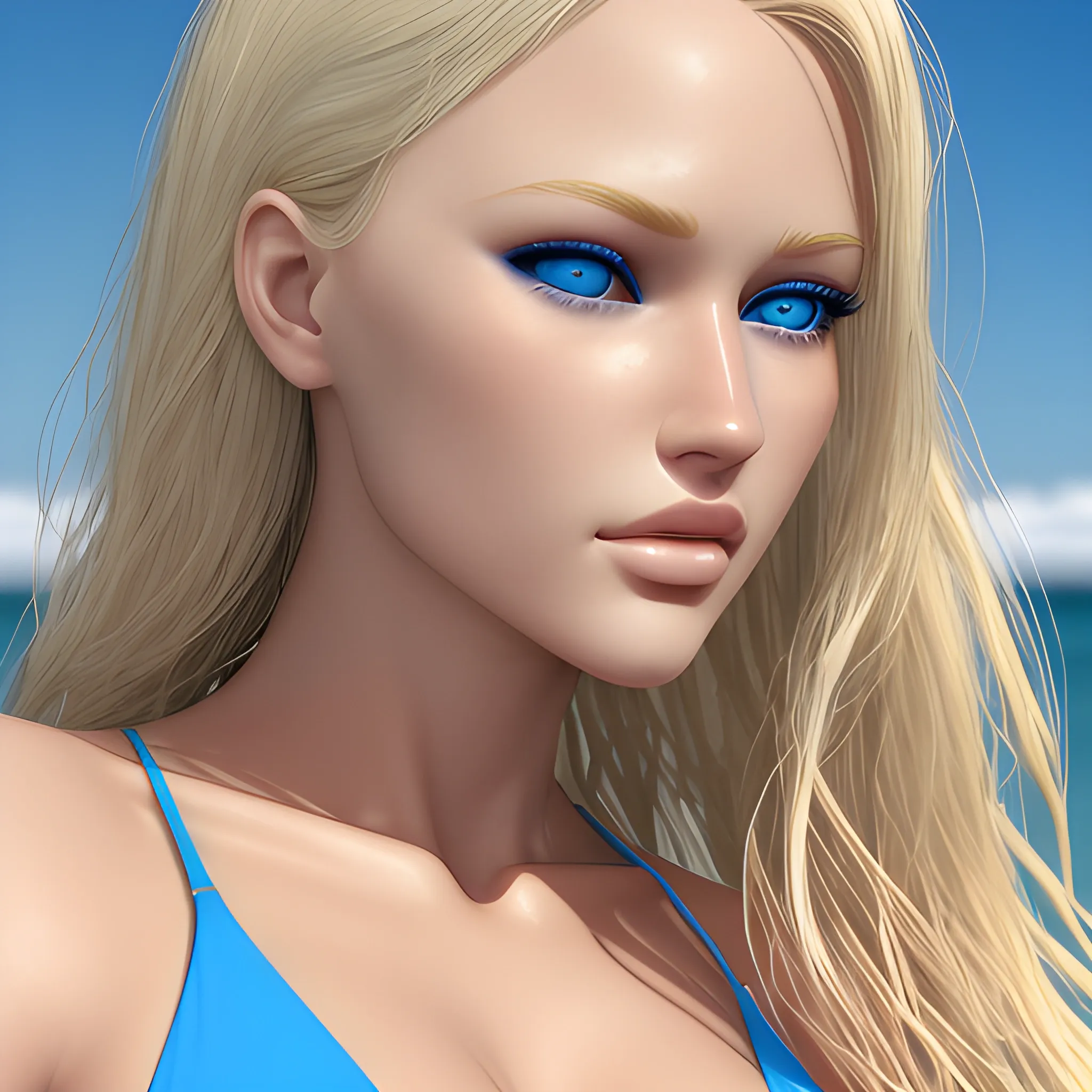 Ultra Realistic Beautiful Woman Blue Bikini Blue Eyes Blonde Arthubai 7969