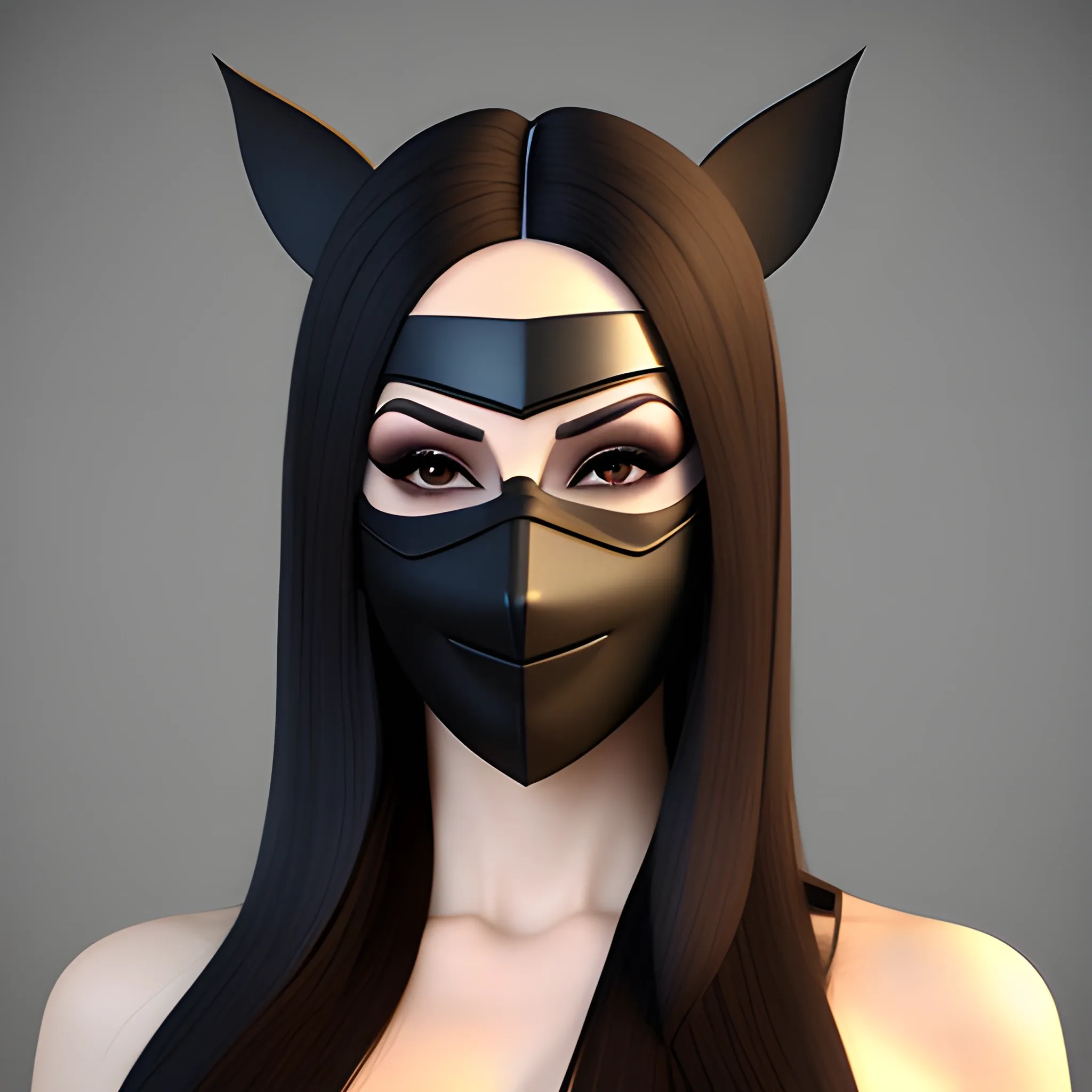 Beautiful girl wearing a mask, 3D