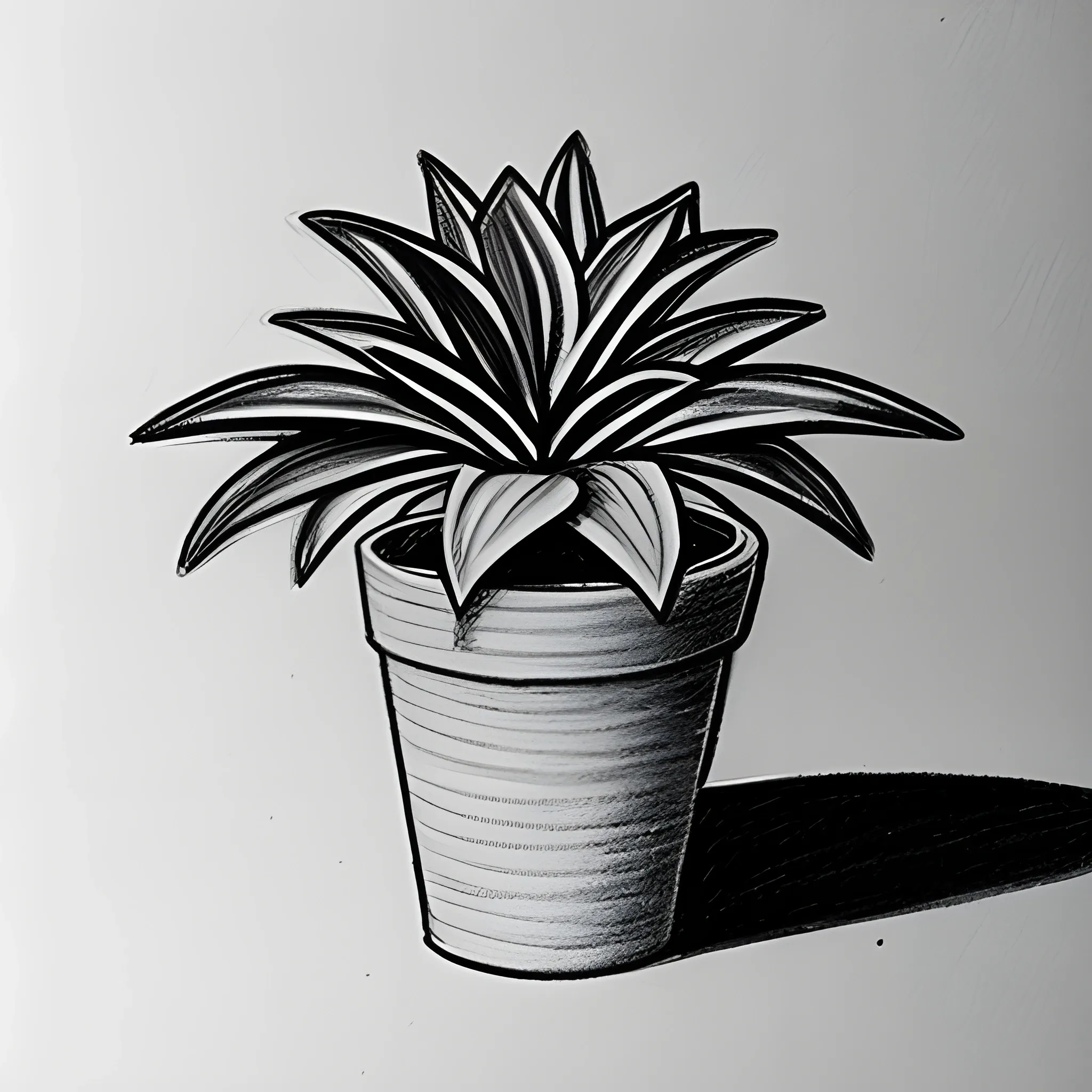 silhouette potted plant, Pencil Sketch