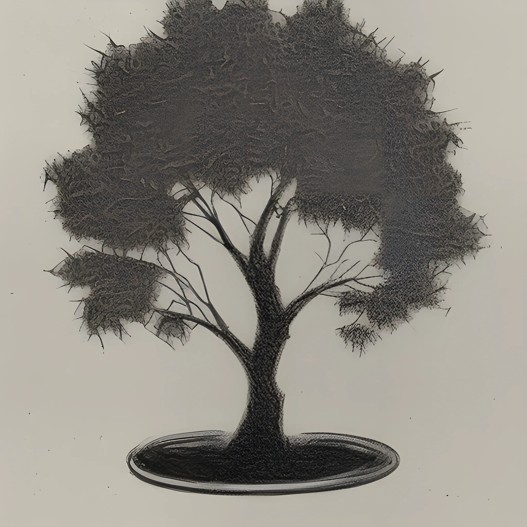 silhouette potted tree, Pencil Sketch