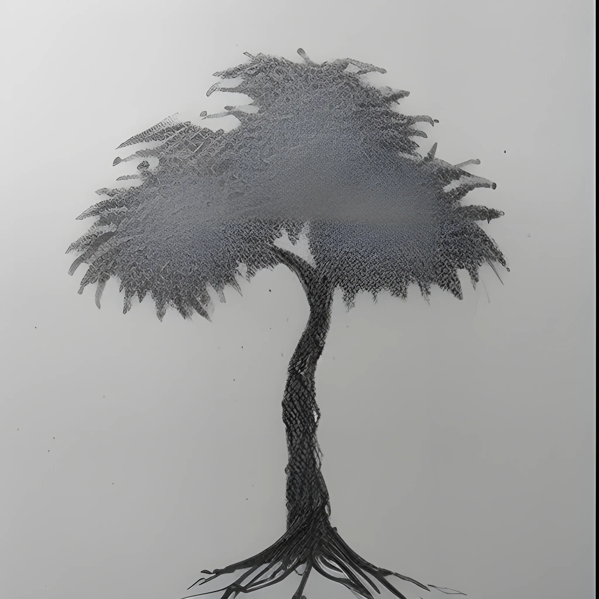 silhouette potted tree, Pencil Sketch