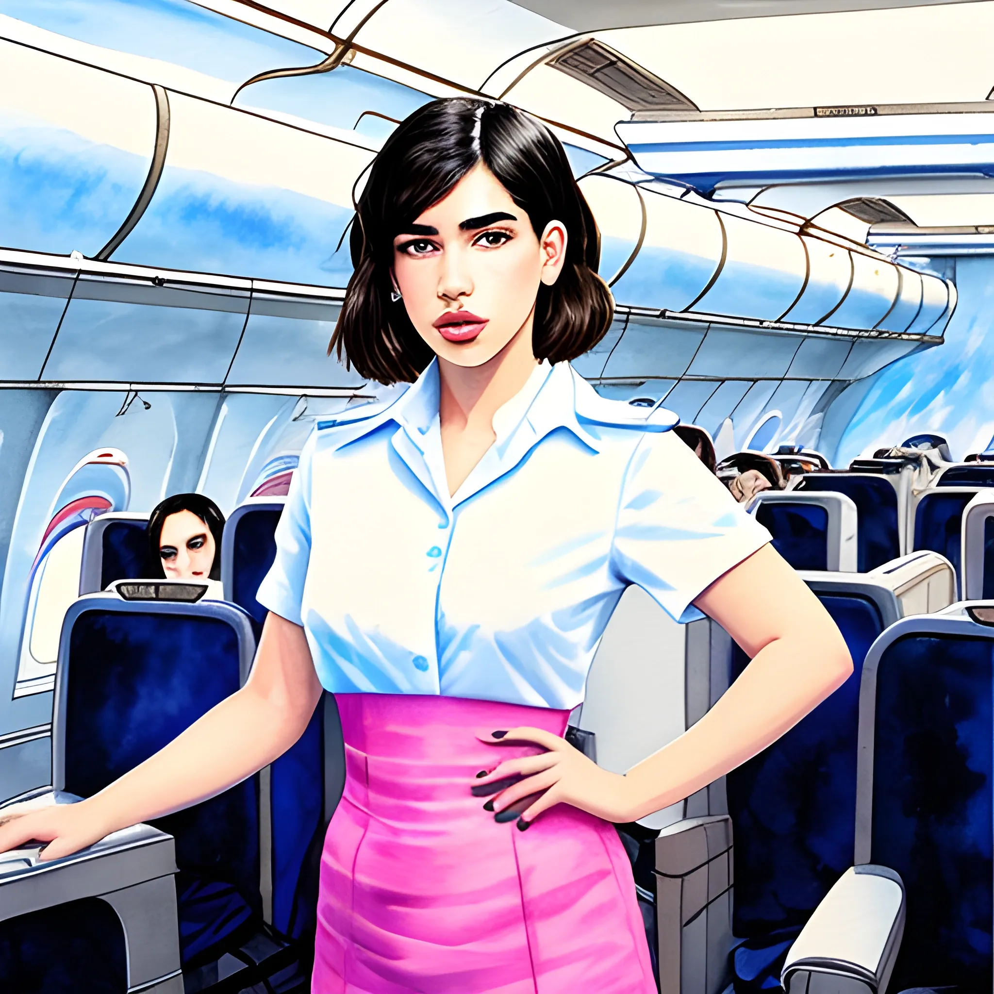  Dua Lipa, stewardess, Water Color