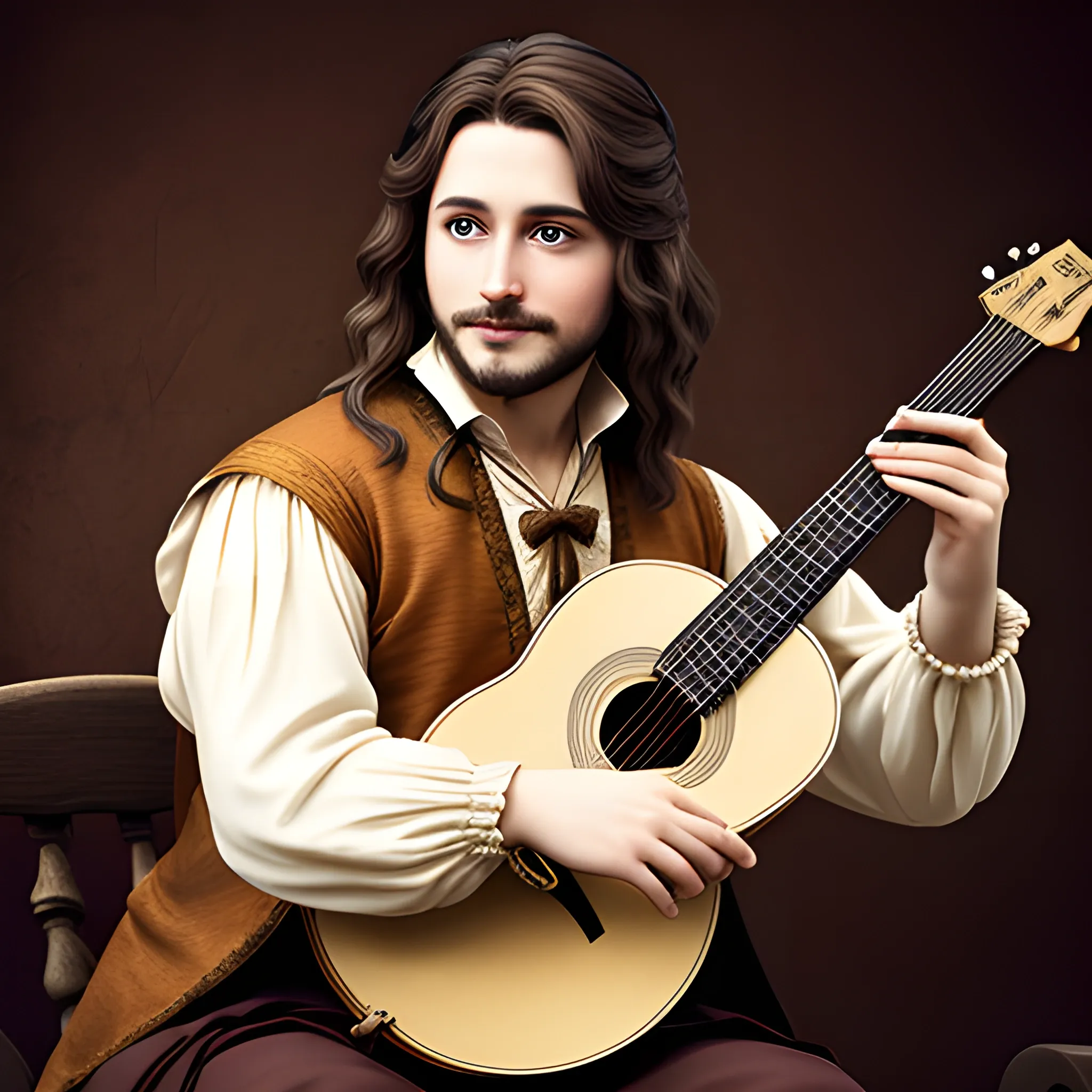 bard with brown hair and a lute
