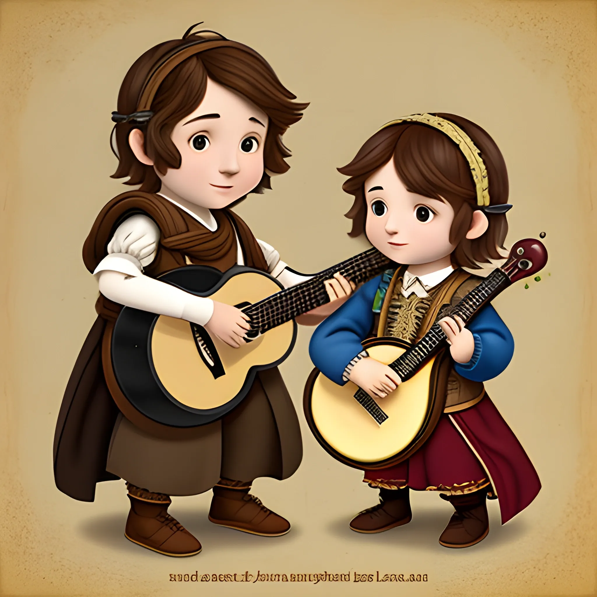 traveling bard with short brown hair and a lute
