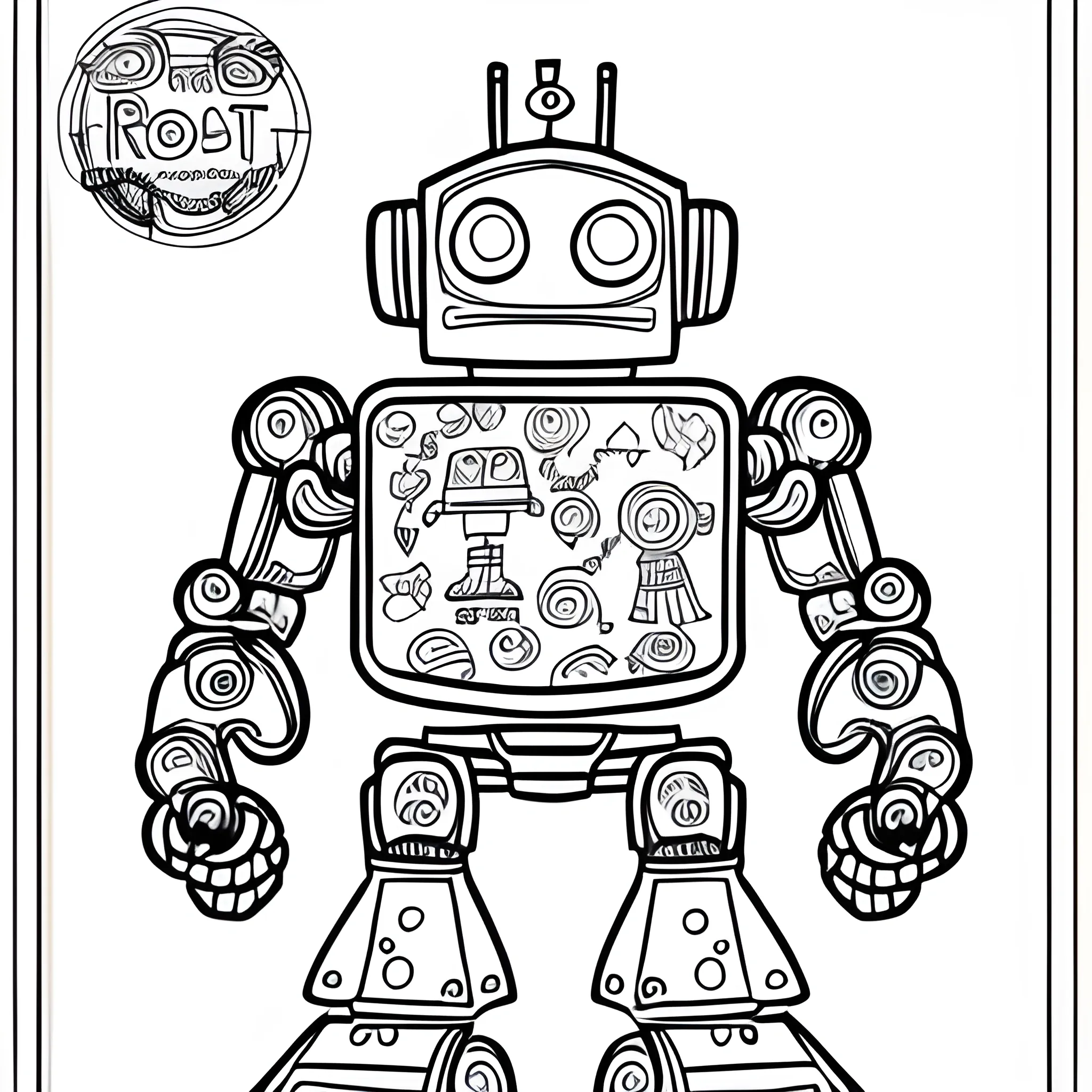 robot coloring book page 