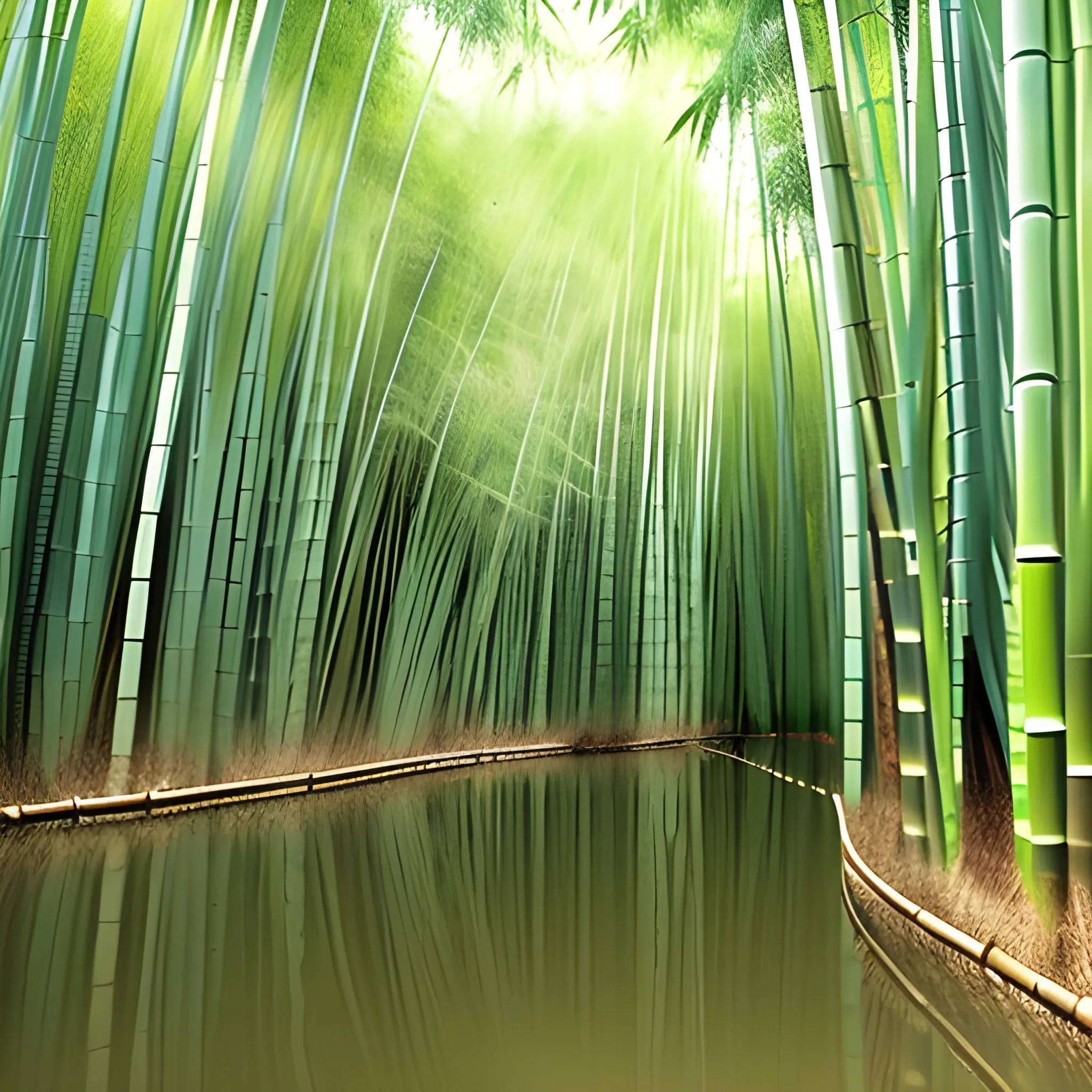 bamboo alongside only one side of a wide river