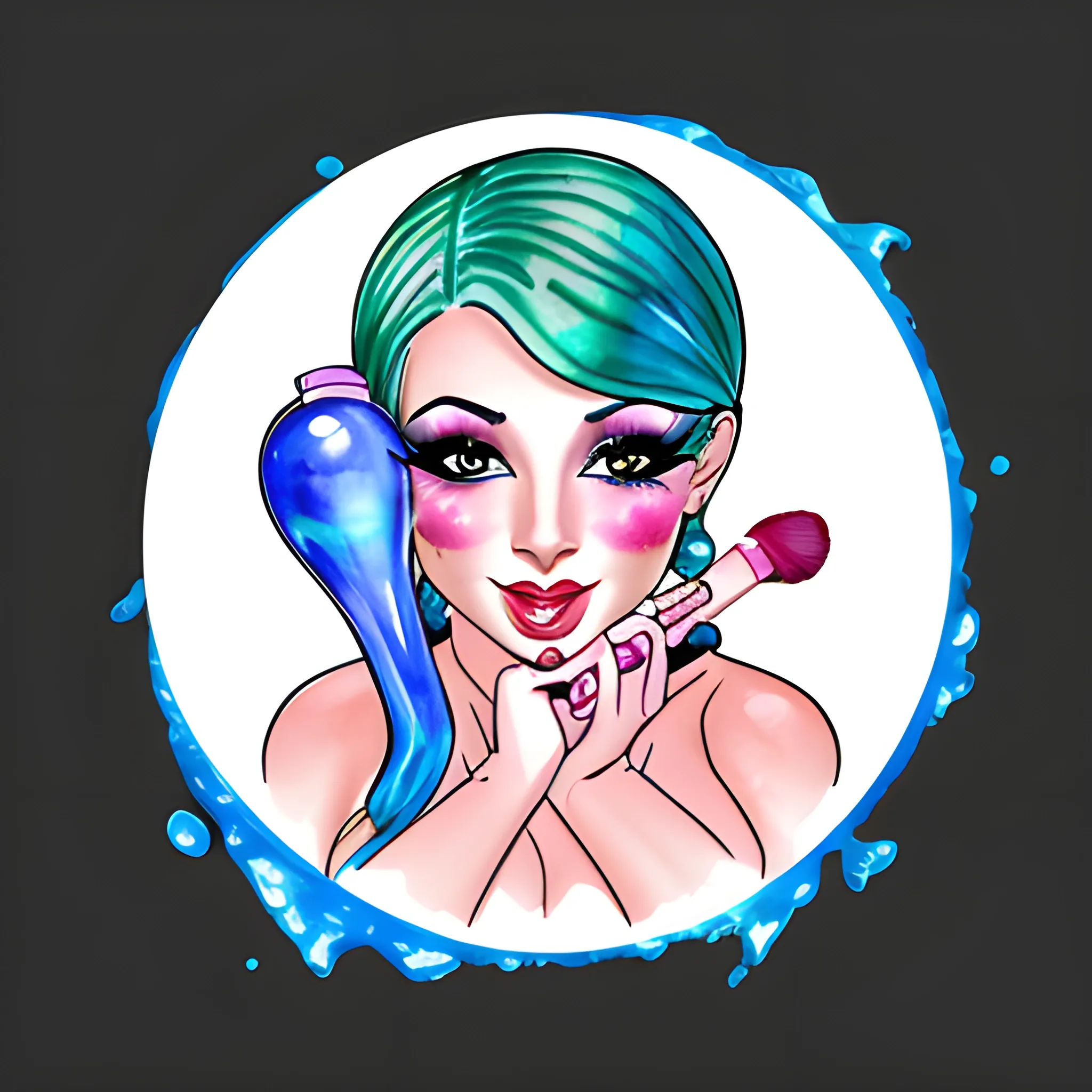 Logo for an e-commerce platform specializing in cosmetics and erotica., Cartoon, Water Color