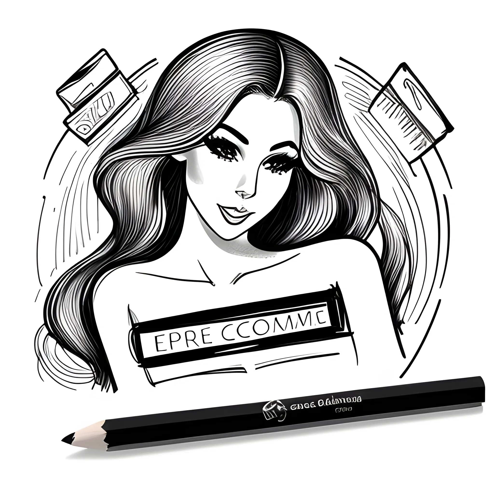 Logo for an e-commerce platform specializing in cosmetics and erotica., Pencil Sketch