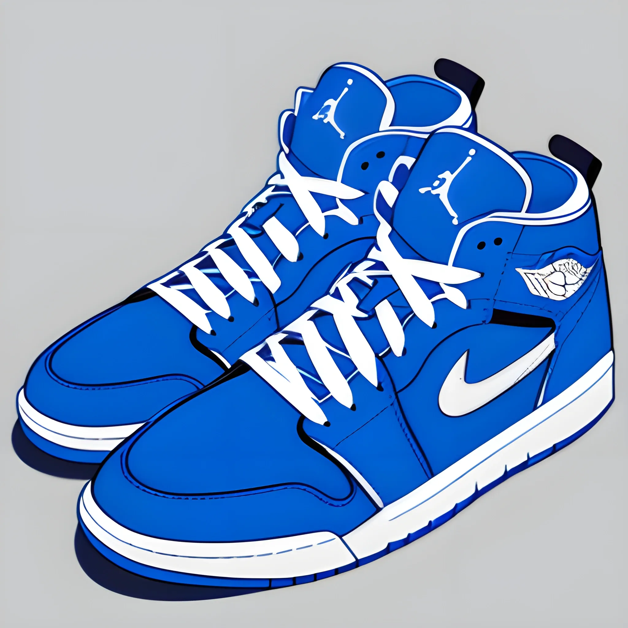 Generates an image of Jordan-type shoes with color blue., Cartoo ...