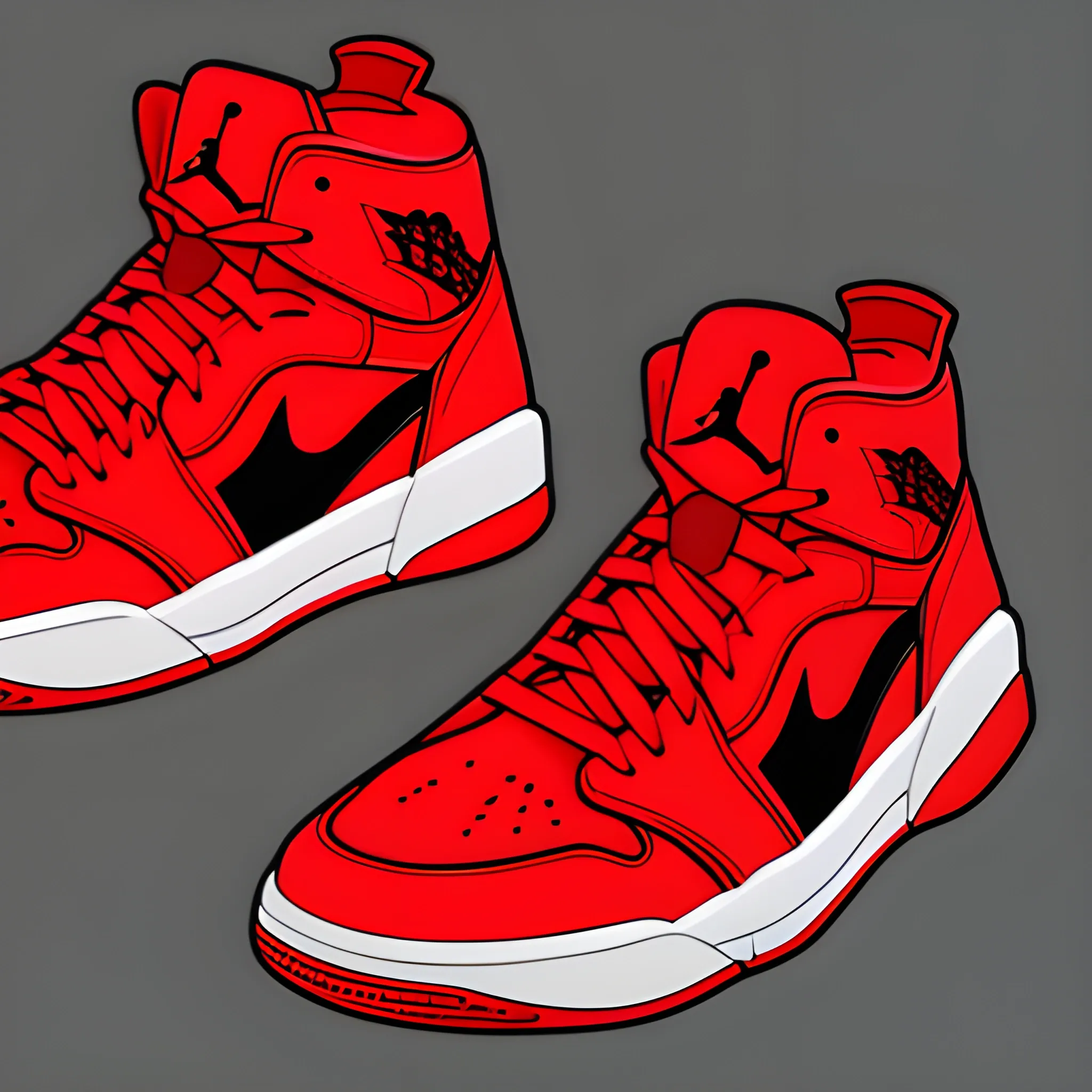 Generates an image of Jordan-type shoes with color red., Cartoon ...
