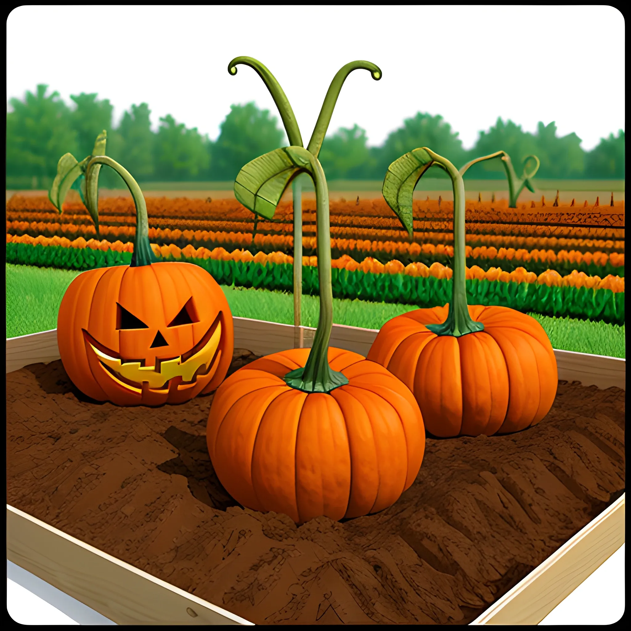 pumpkin planting, 3D