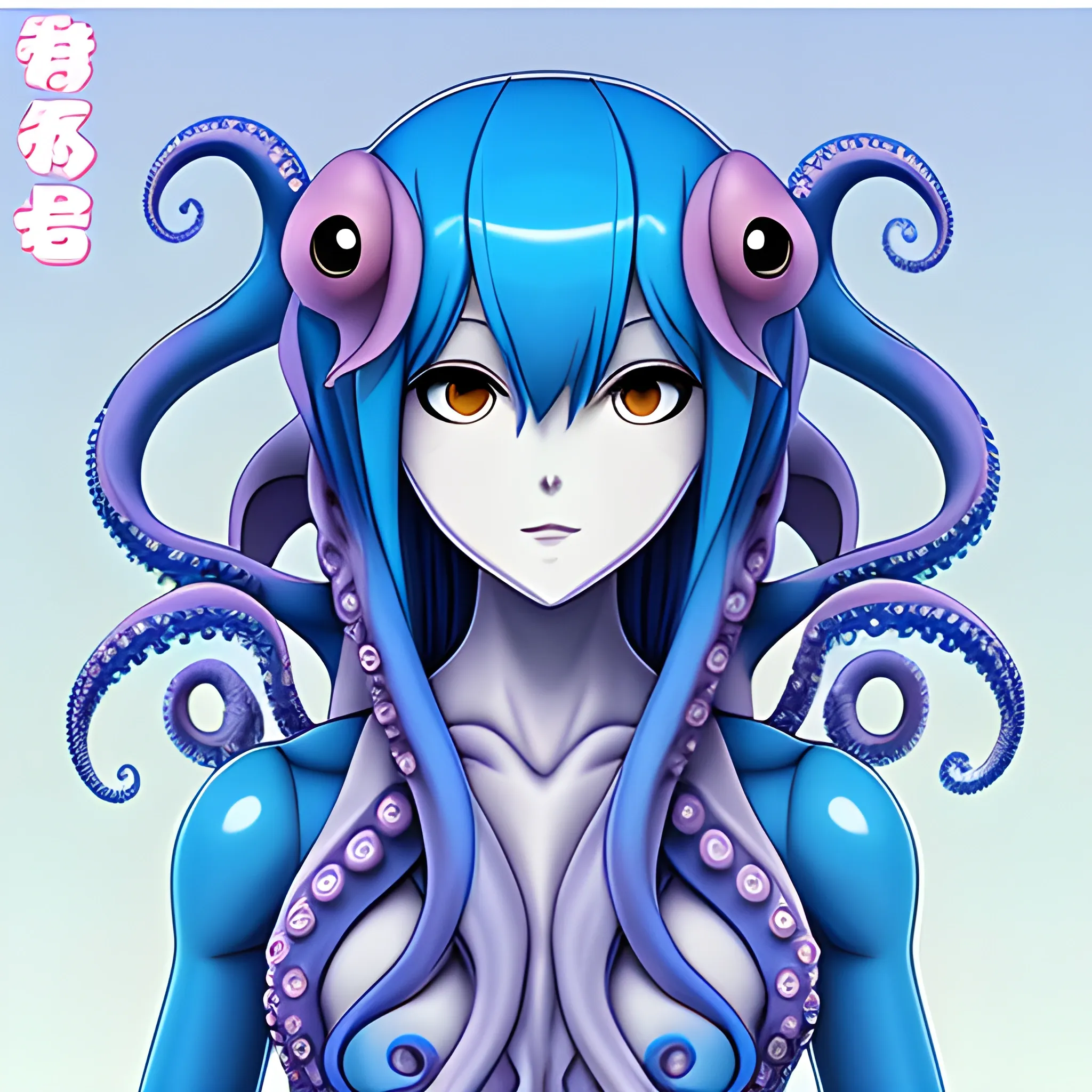 Female Octopus_Blue_Humanoid_Anime_, Cartoon