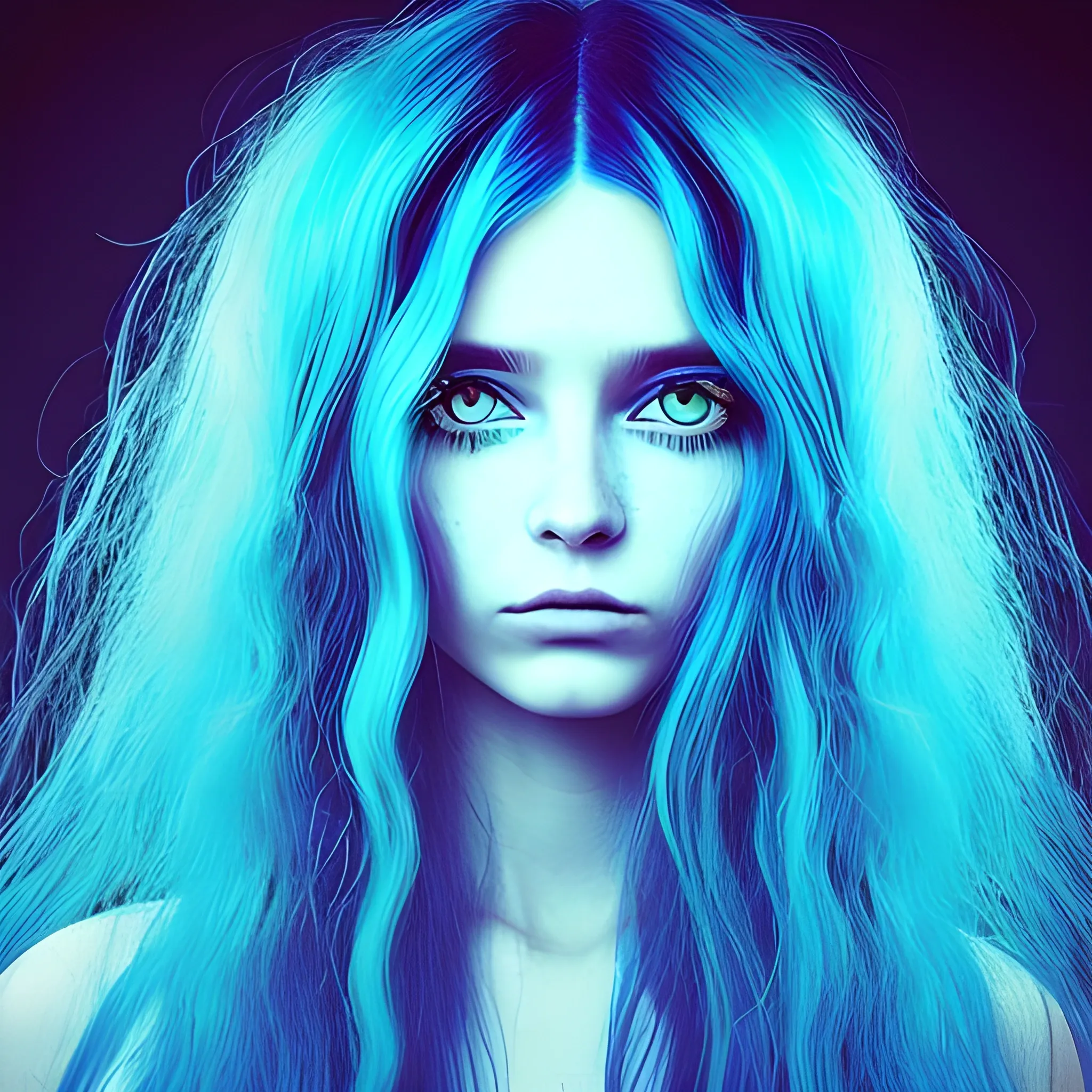, Trippy, woman, long Hair, blue Eys